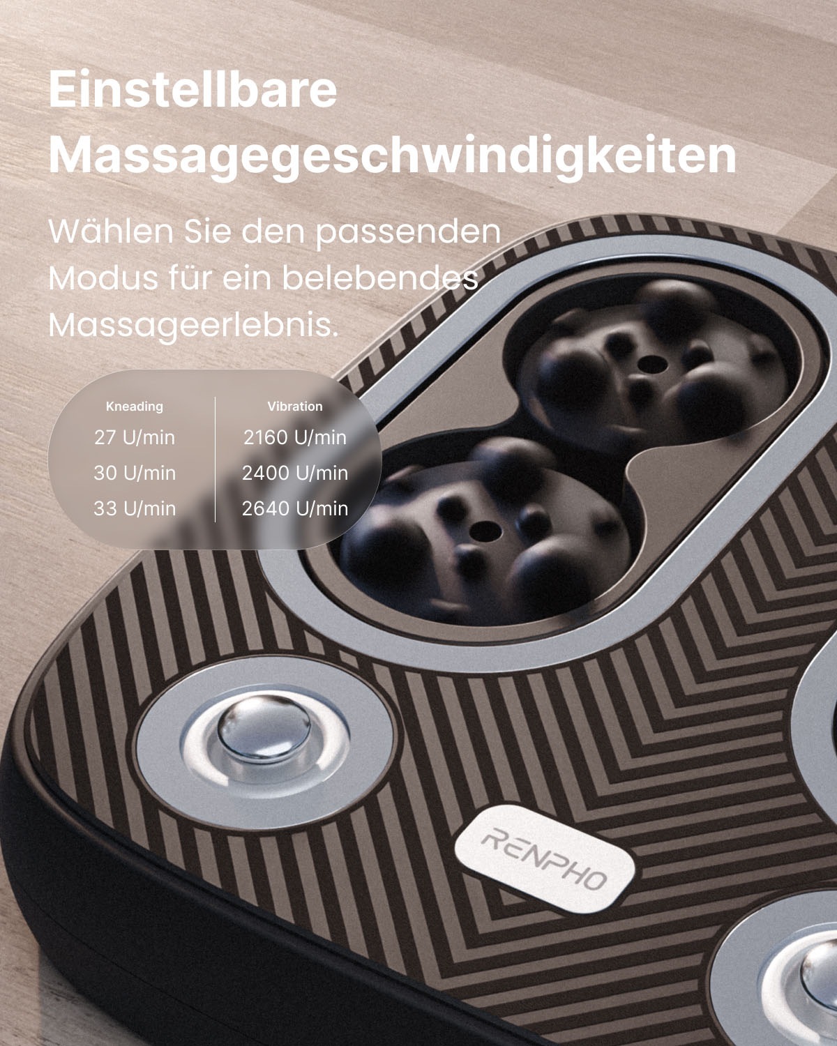 Renpho Fußmassagegerät »Terea Sole« Fußsohlenmassage: Kneten, Wärme, 3 Modi/Stufen, USB-C-Akku