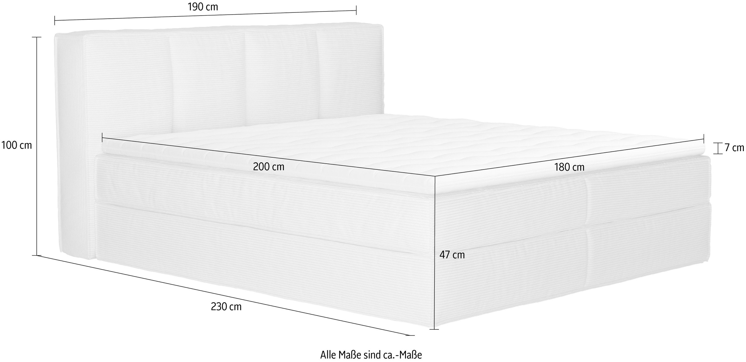 Home affaire Boxspringbett »Sacy«, Boxbett inkl. Topper, 2 Matratzen, Härtegrade H2, H3 und H4 wählbar