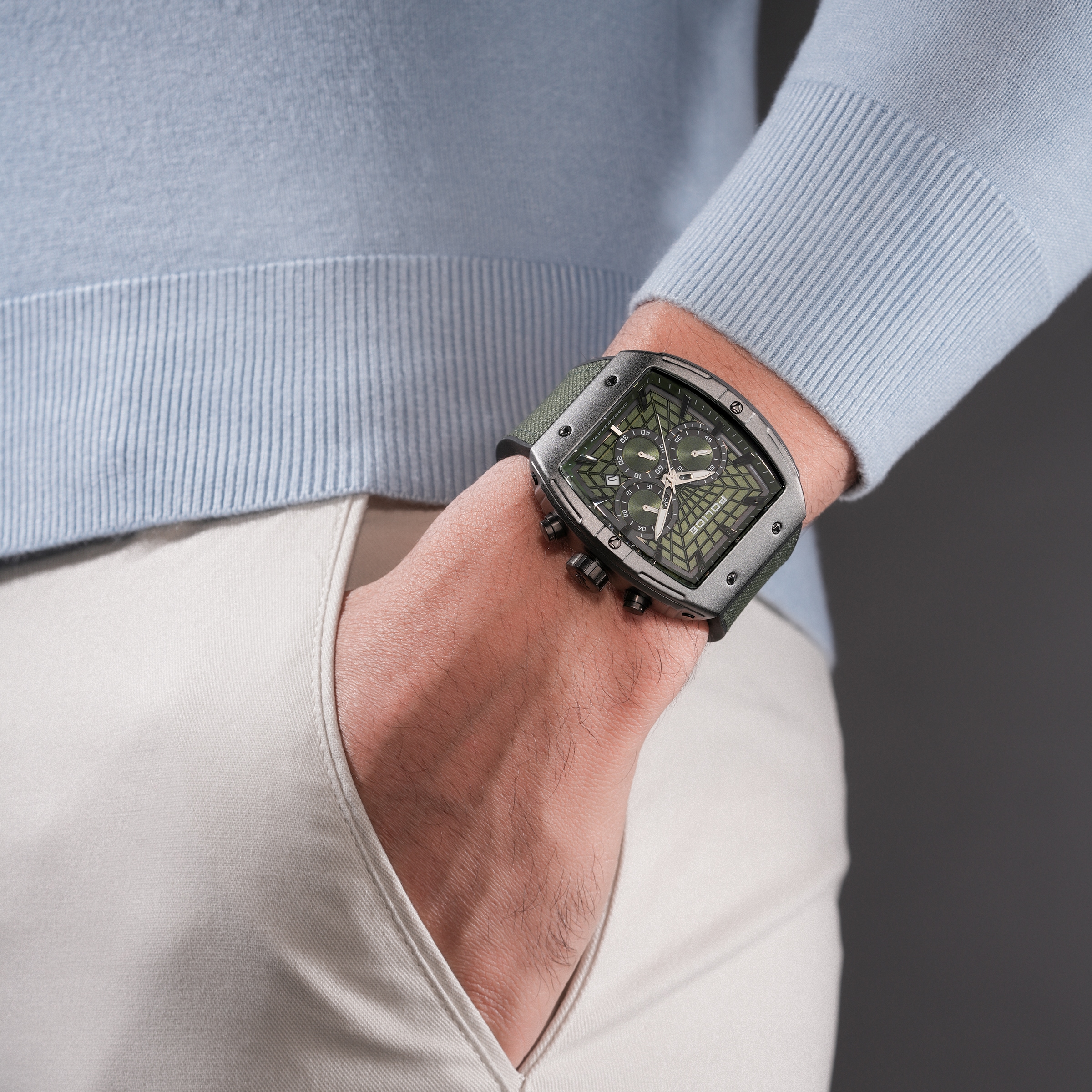 Police Chronograph »Coswig« Quarzuhr, Armbanduhr, Herrenuhr, Silikonarmband, analog, Tag