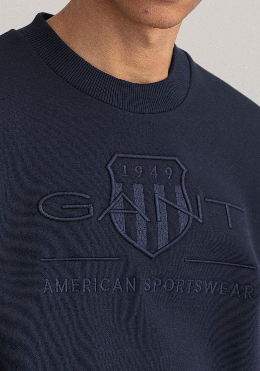 Gant Sweatshirt »D1. TONAL ARCHIVE SHIELD C-NECK«, mit Logostickerei auf der Brust