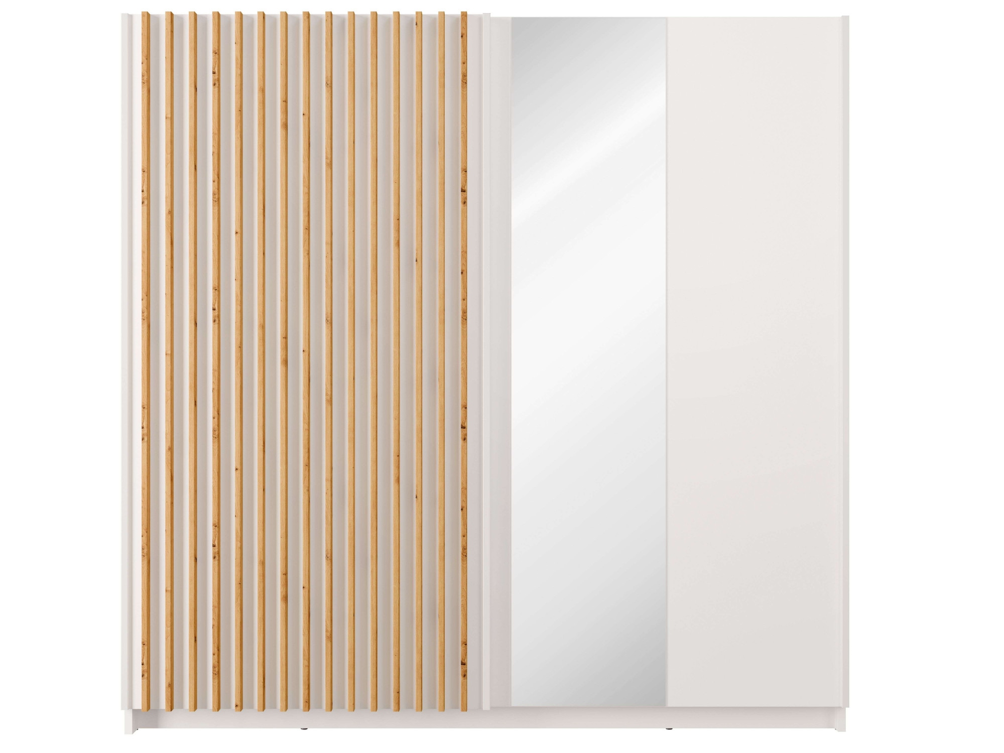 INOSIGN Kleiderschrank »Kleiderschrank Camden mit Spiegel, 4 Einlegeböden und Kleiderstange«, Garderobe mit 2 Schwebetüren und Lamellen, BxHxT 200,2x198,5x61,6 cm