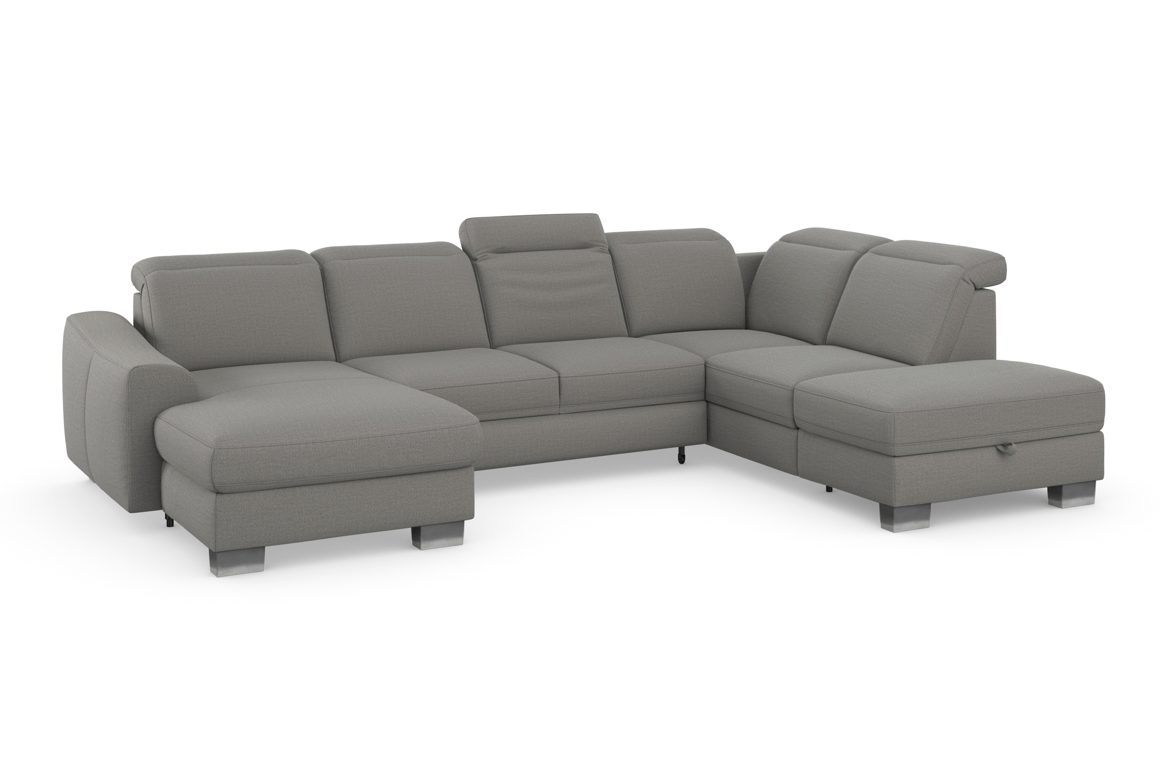 sit&more Wohnlandschaft »Dundee U-Form«, mit Federkern und Edelstahlfüßen, wahlweise mit Kopfteilverstellung