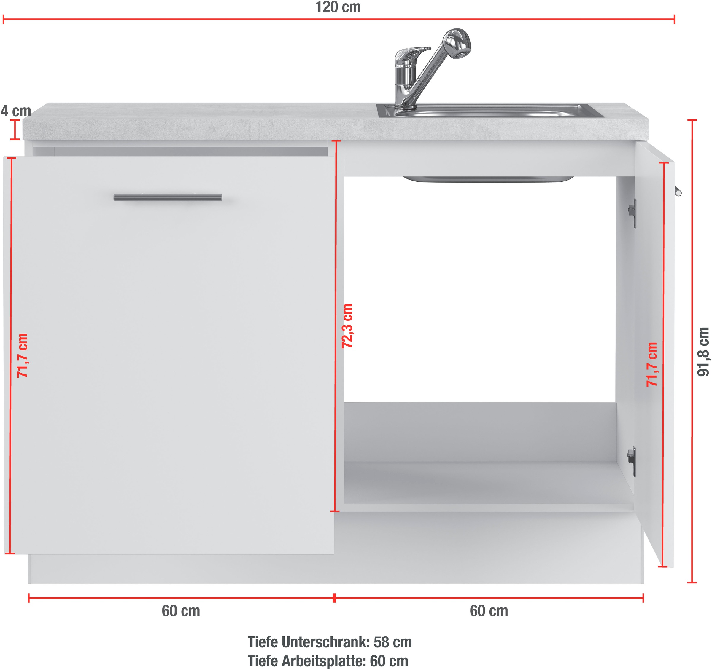 IMPULS KÜCHEN Mehrzweckschrank-Set »Warschau«, (6 St., Spülenschrank und Wäschekorbschrank, Breite 120 cm), Vielfältige Varianten verfügbar; kombinierbar mit anderen Artikeln