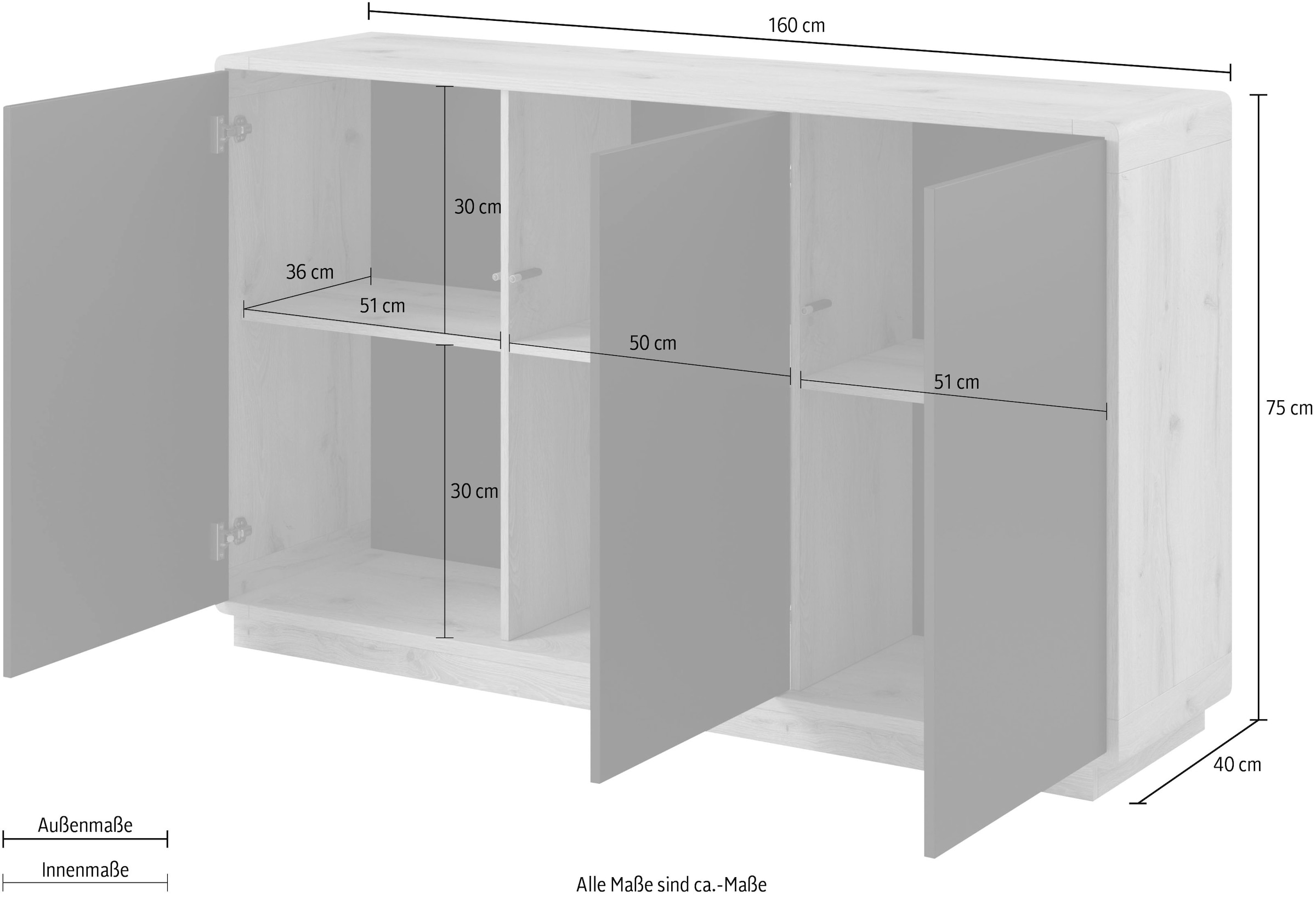 INOSIGN Sideboard »ASTON«, Breite 160 cm.