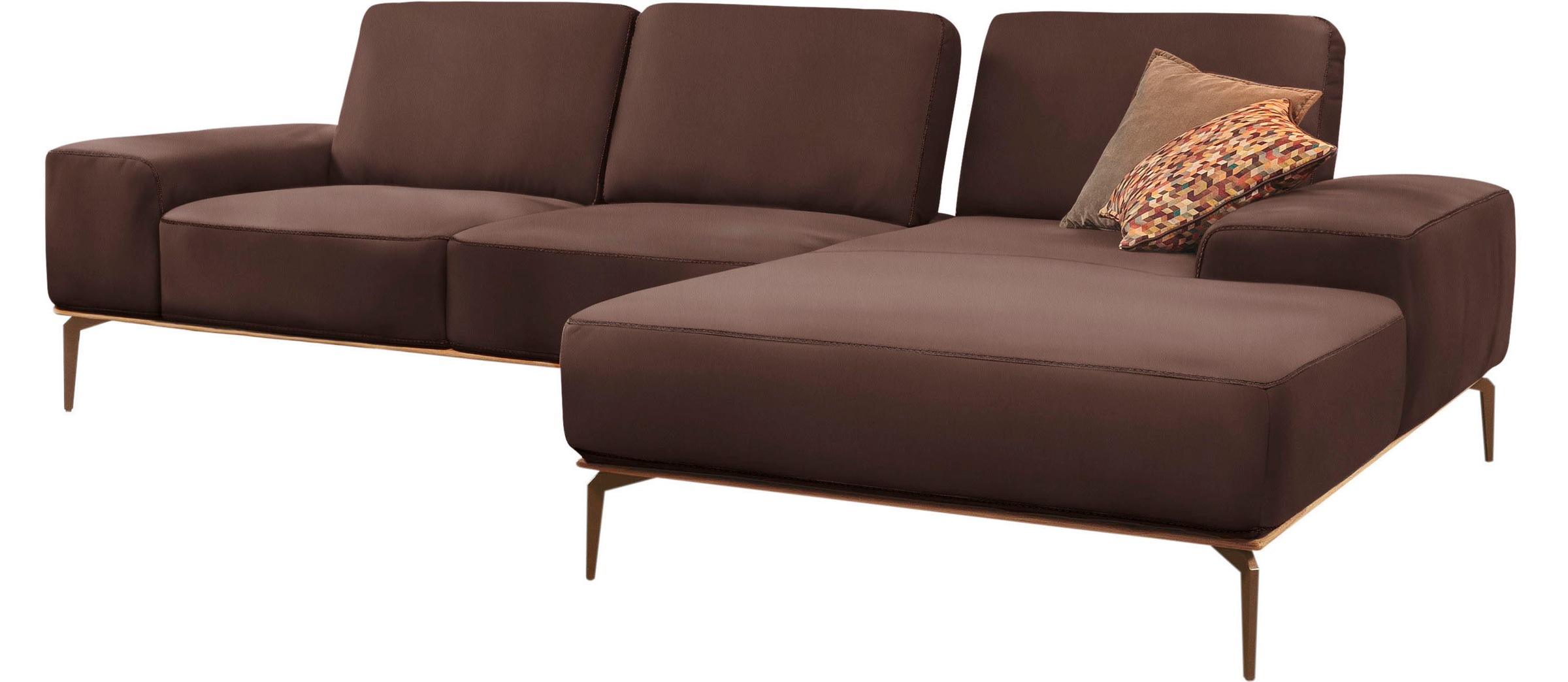W.SCHILLIG Ecksofa »run, Designsofa mit tollem Sitzkomfort, L-Form«, mit Holzsockel, Füße in Bronze pulverbeschichtet, Breite 299 cm
