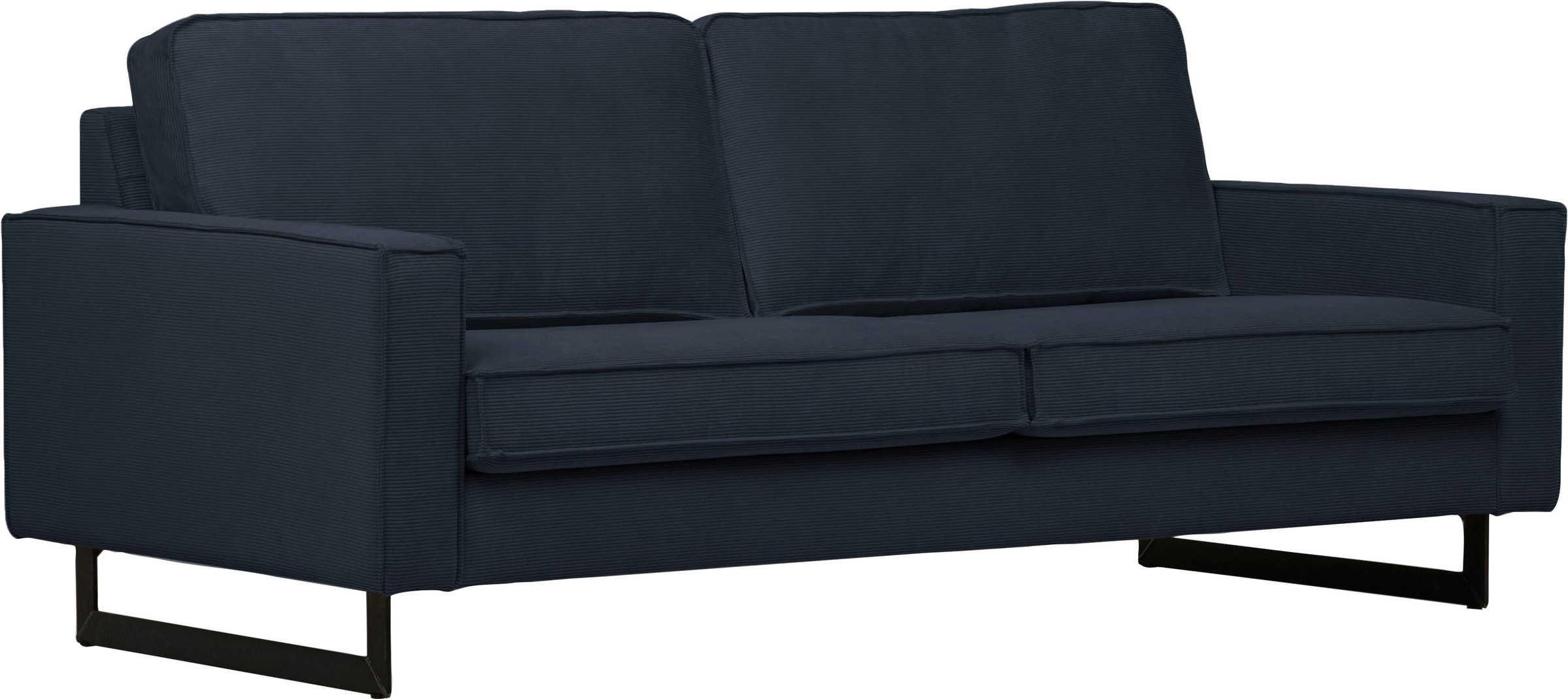 Home affaire 3-Sitzer »Pinto, 206 cm, Cord, Chenille, Lederoptik« mit Keder, schwarze Metallfüße, Wellenunterfederung