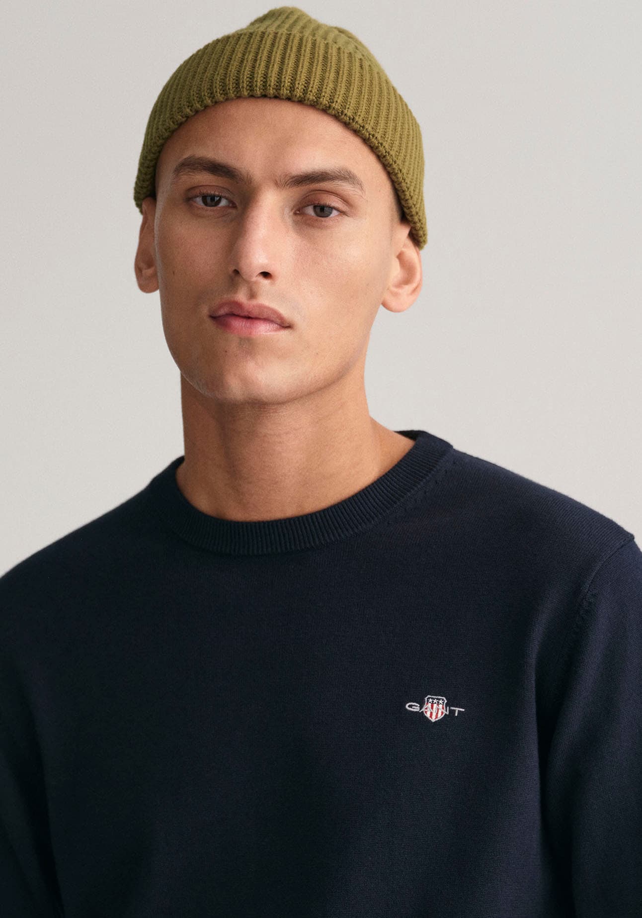 Gant Rundhalspullover »CLASSIC COTTON C-NECK«, Premium Strickpullver aus weicher 100% Baumwolle, Übergangspullover