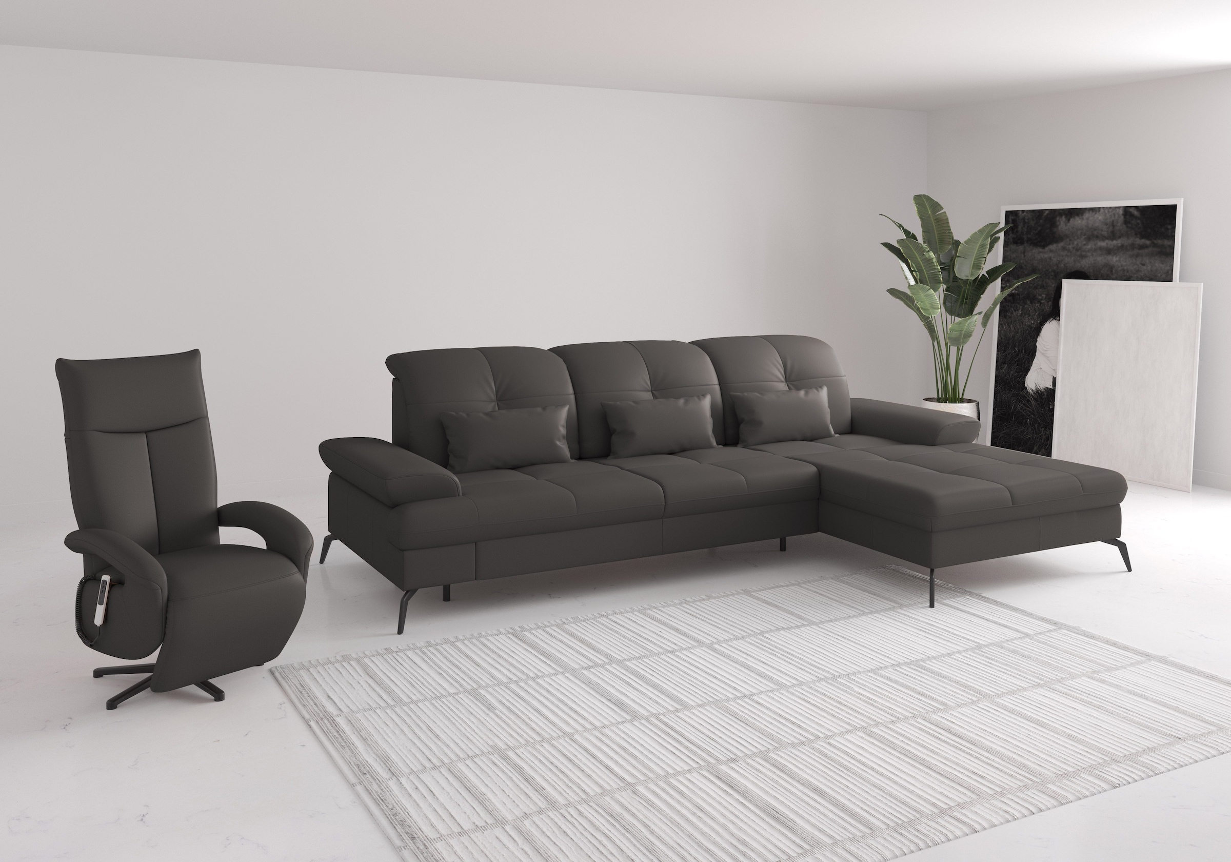 sit&more Ecksofa »Amica, L-Form, inkl. Sitztiefenverstellung & Armteilverstellung«, wahlweise mit Bettfunktion, Bettkasten und Kopfteilverstellung