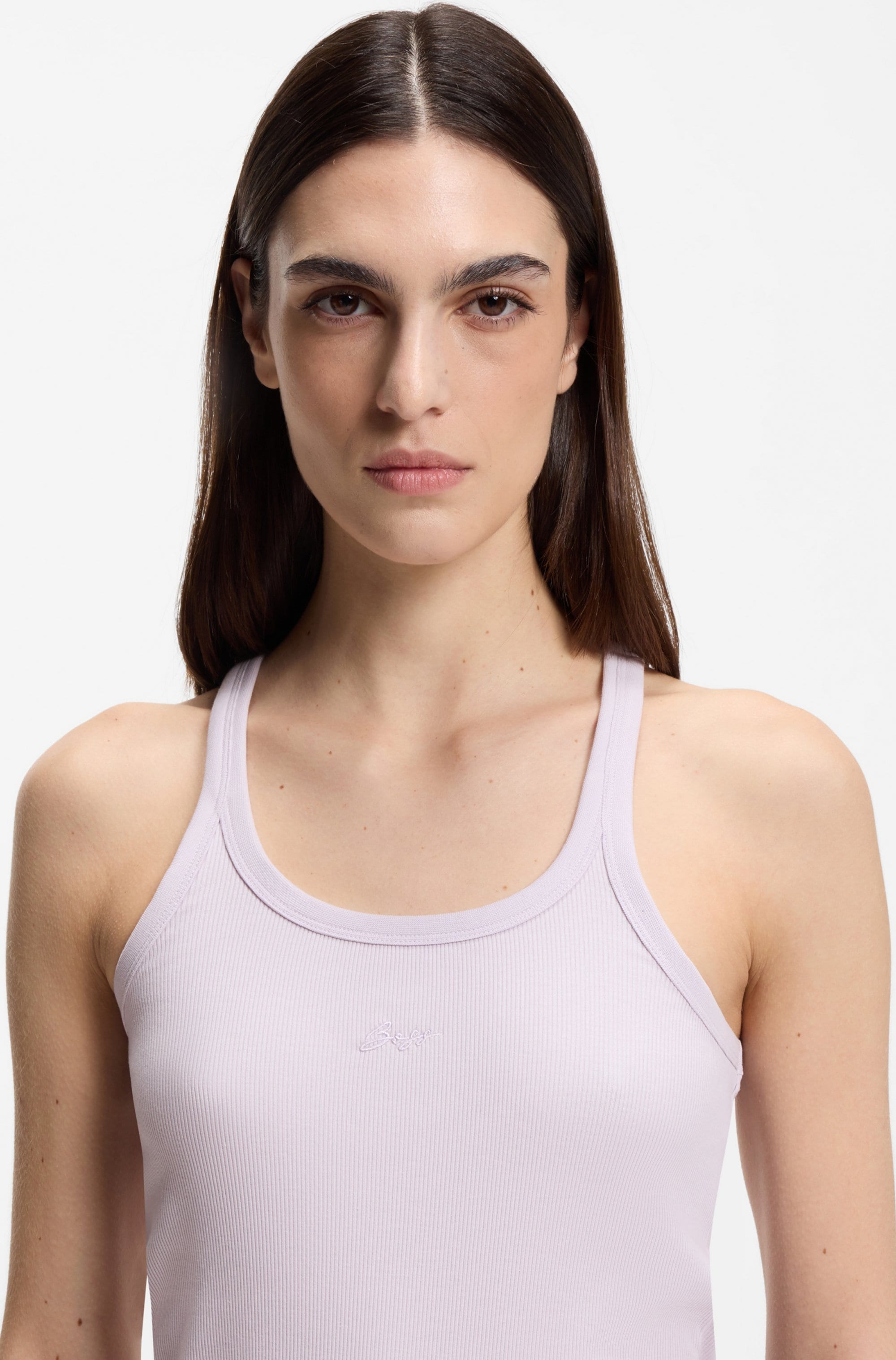 BOSS ORANGE Ripptanktop »Epetite Premium Damenmode« Slim Fit mit Logostickerei