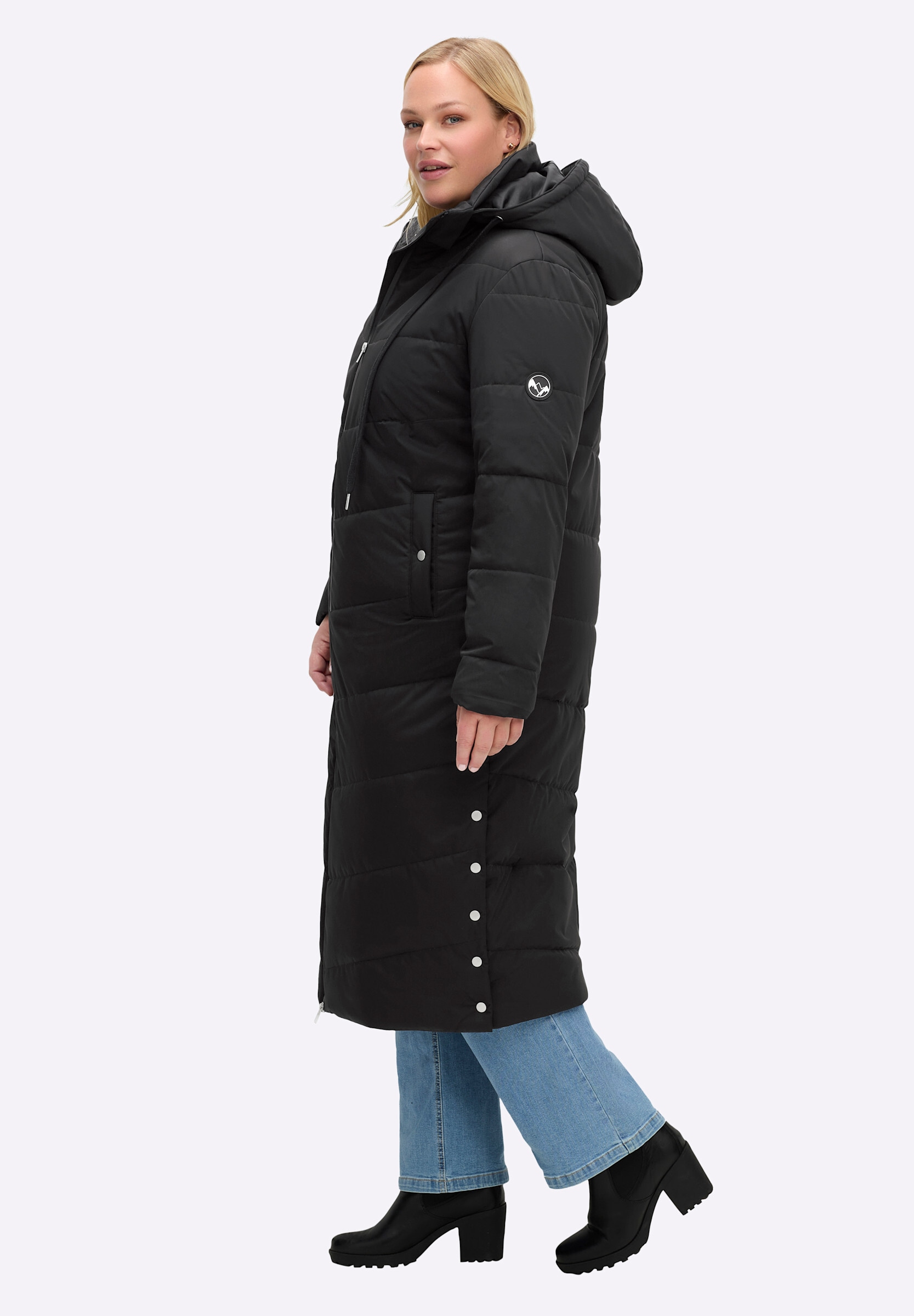 Sheego Steppjacke »Steppmantel Steppmantel mit Stehkragen und Kapuze« Abnehmbare Kapuze