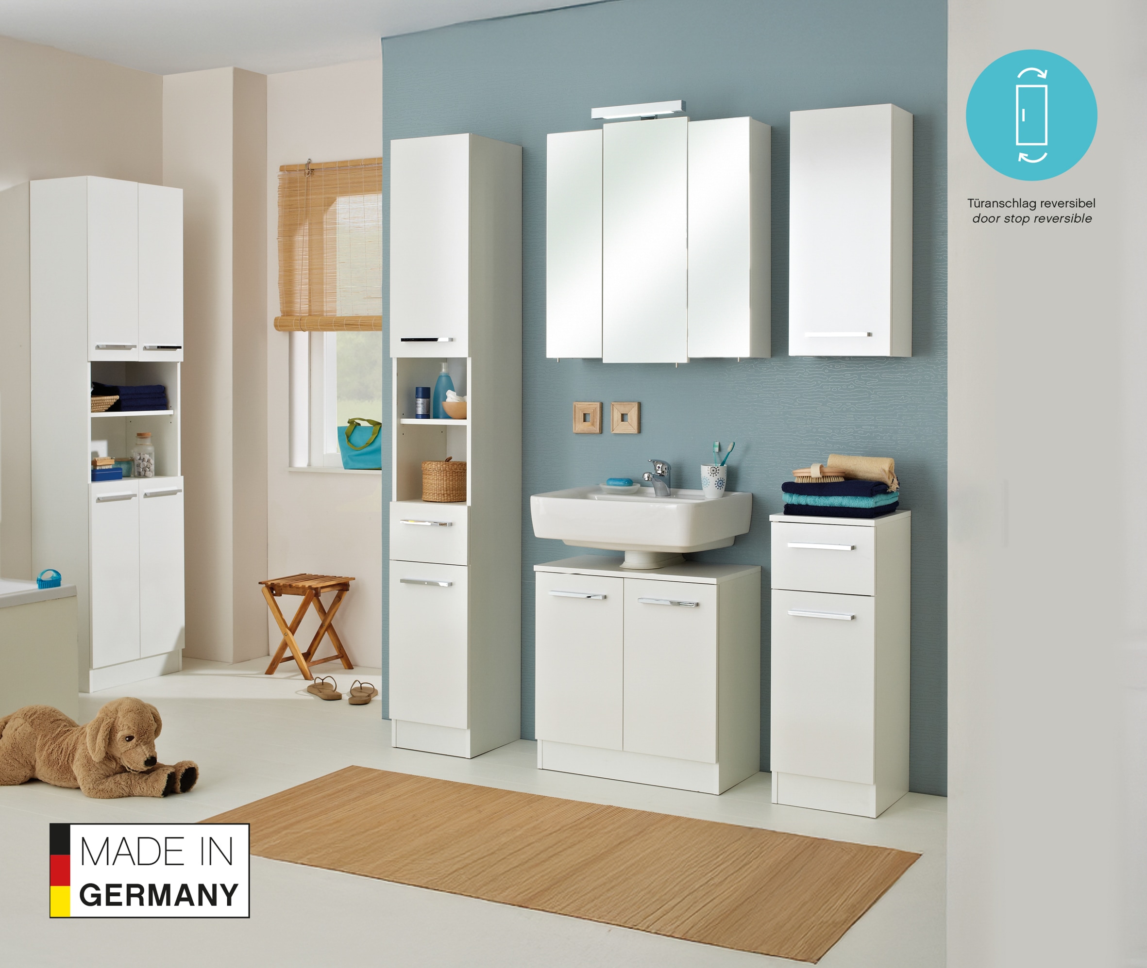 Saphir Hängeschrank »Quickset 335 Wand-Badschrank 30 cm breit mit 1 Tür und 2 Einlegeböden« Badezimmer-Hängeschrank inkl. Türdämpfer, Griffe in Chrom Glanz