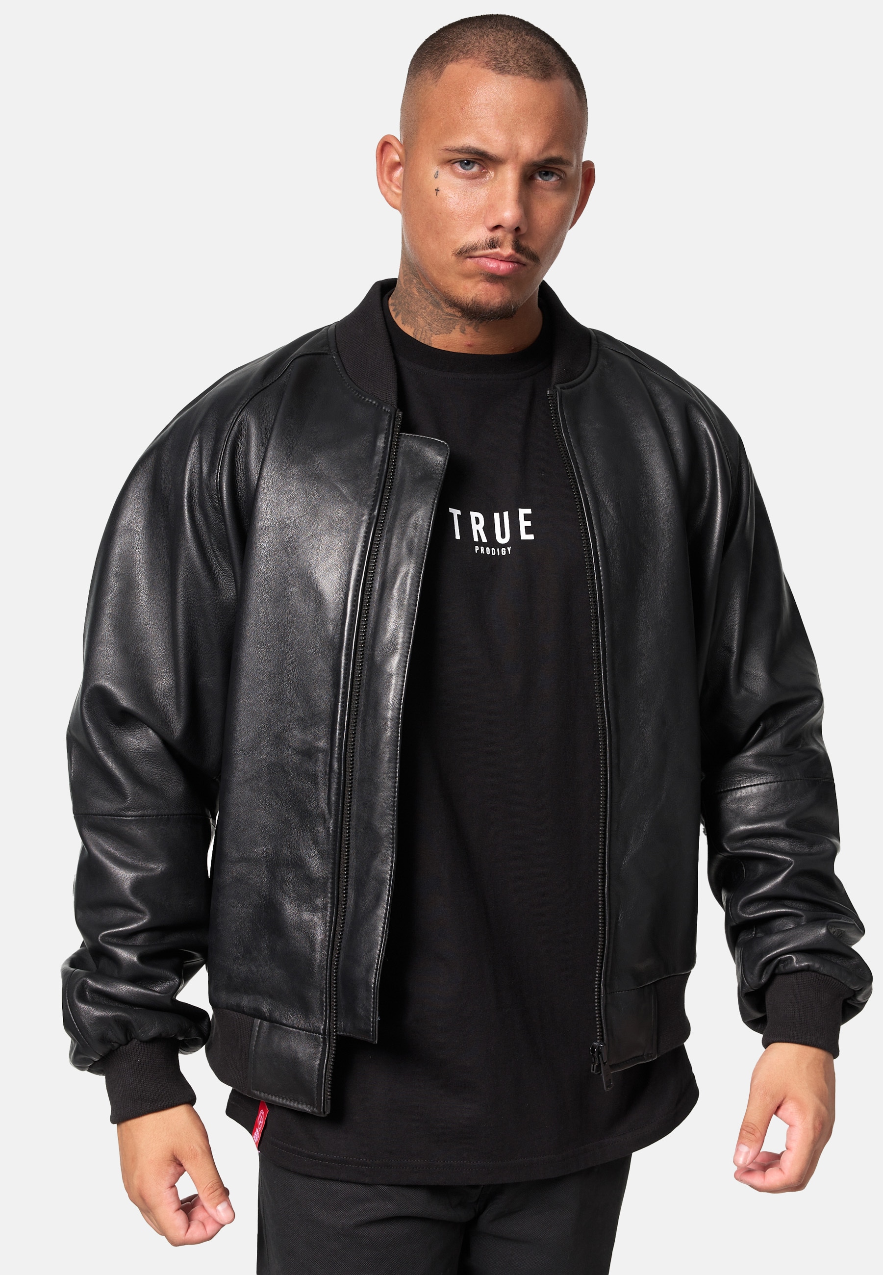 trueprodigy Bomberjacke »Filip Bomberjacke aus Leder mit Reißverschluss« ohne Kapuze