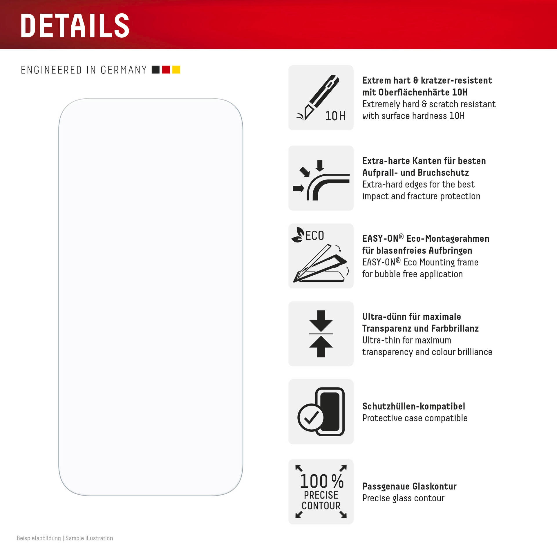 Displex Displayschutzglas »Real Glass Screen Protection + Case«, für Apple iPhone 16 Pro Max, Displayschutzfolie, Schutzfolie, Bildschirmschutz, kratz- & stoßfest