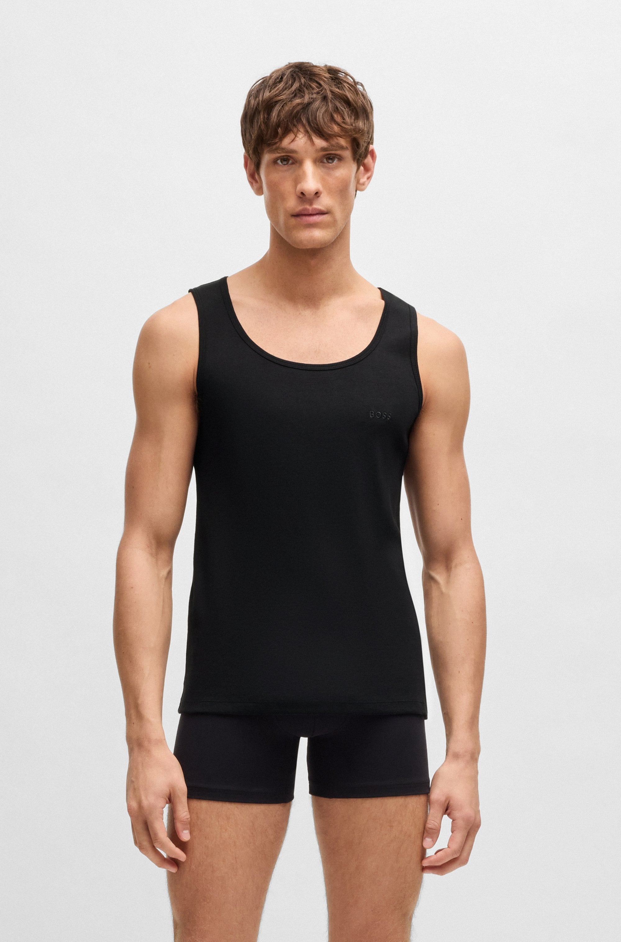 BOSS Tanktop »3P RibClassic BOSS ONE x David Beckham«, Ton in Ton Stickerei auf der Brust