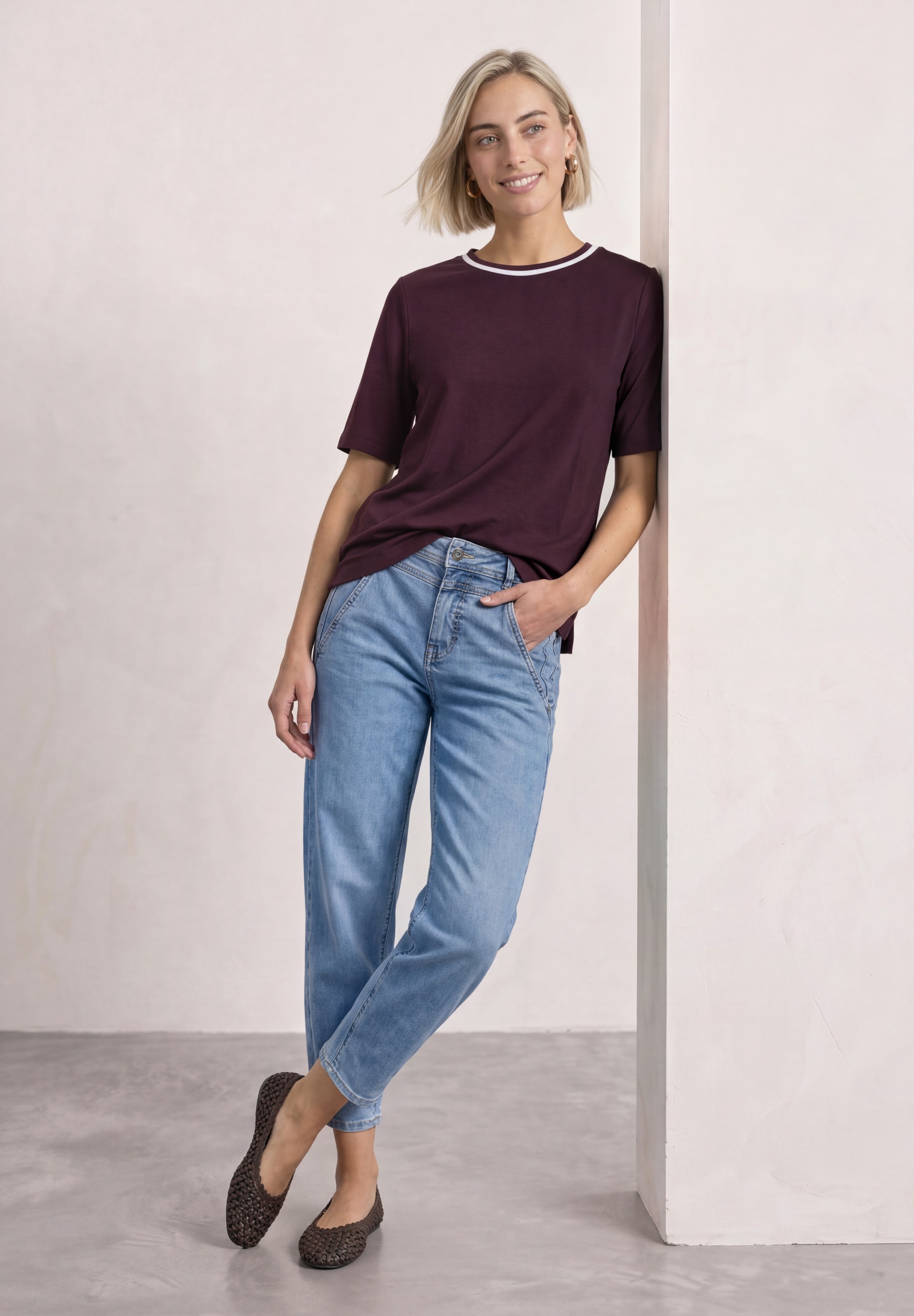 STREET ONE Kurzarmshirt Sommershirt mit Kontrastdetails