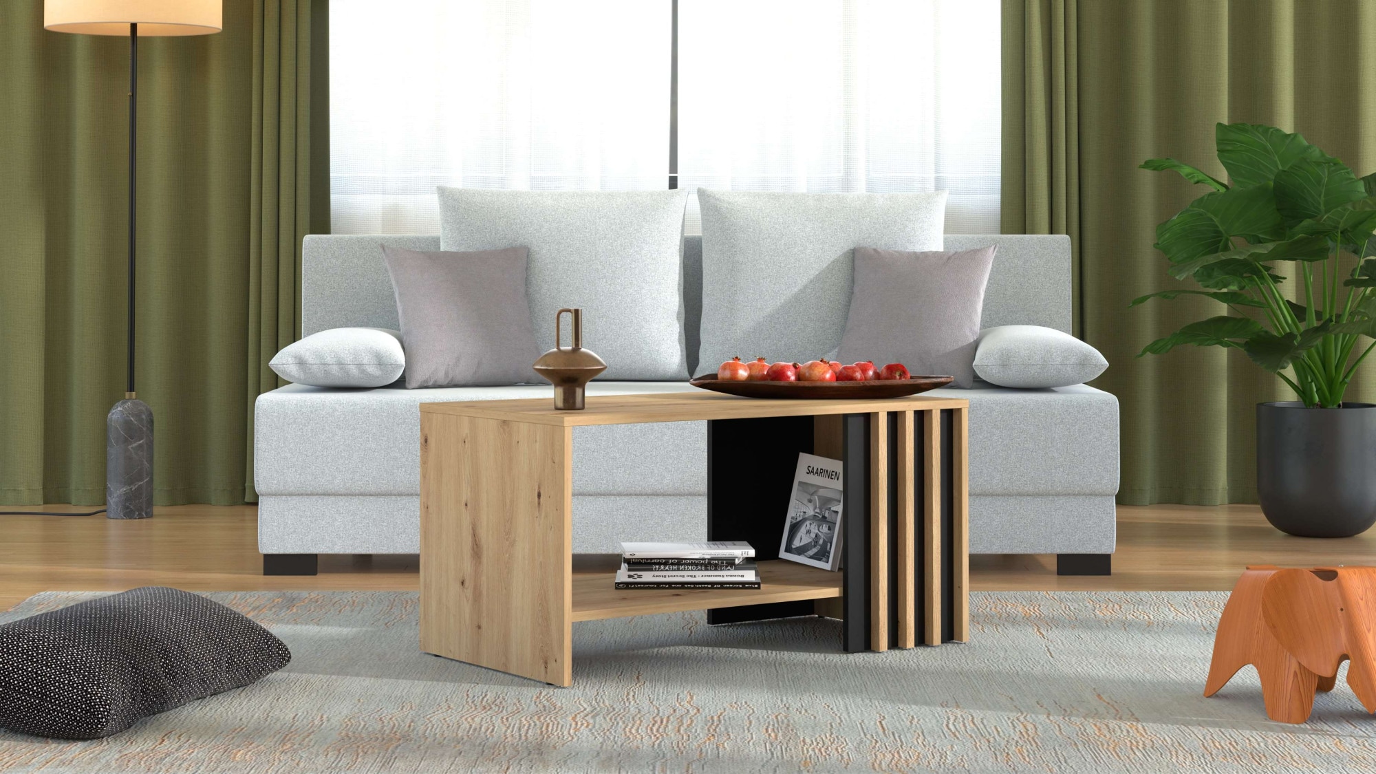 Home affaire Couchtisch »Laval, Wohnzimmertisch, Sofatisch, Beistelltisch, Kaffeetisch« Eleganter Couchtisch mit viel Stauraum, Lamellen-Optik