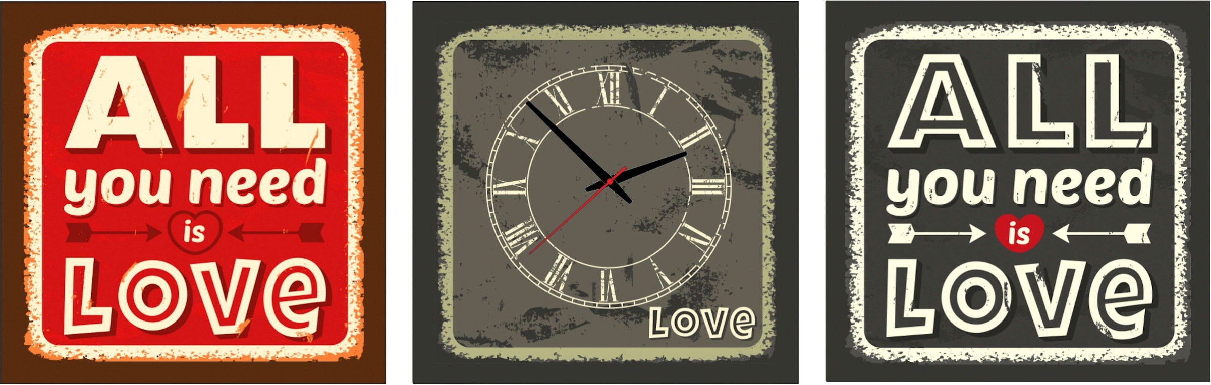 Conni Oberkircher´s Bild »Love«, Sprüche & Texte, (Set), mit dekorativer  Uhr, Liebe kaufen im OTTO Online Shop