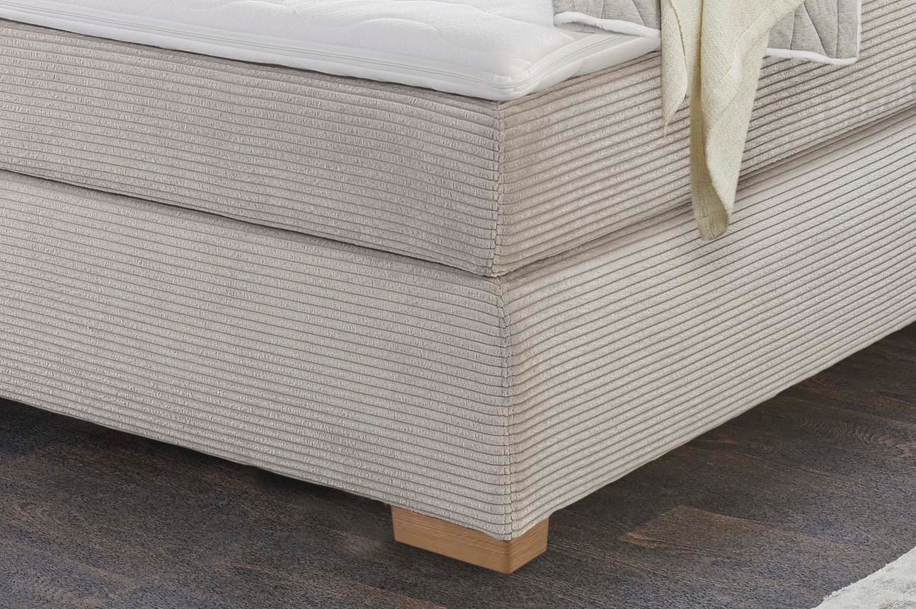 Jockenhöfer Gruppe Boxspringbett »Romy erhältlich in 140 & 180cm Breite« Cordstoff, 7-Zonen-TTFK-Matratze, KS-Topper, Echtholzfüße