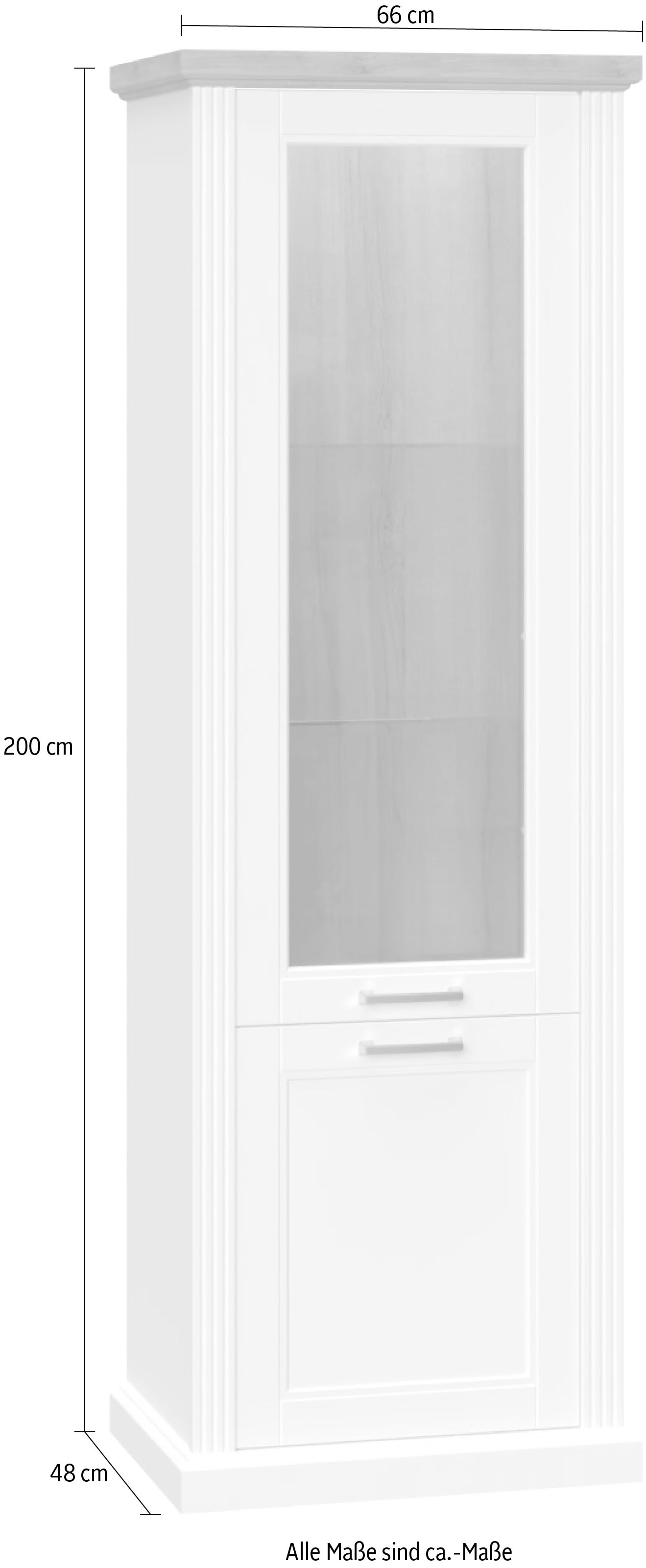 OTTO home Vitrine »Tara« (H/B/T): 200/66/48cm,  lackiert mit wasserbasiertem UV-Lack, Soft-Close-Funktion