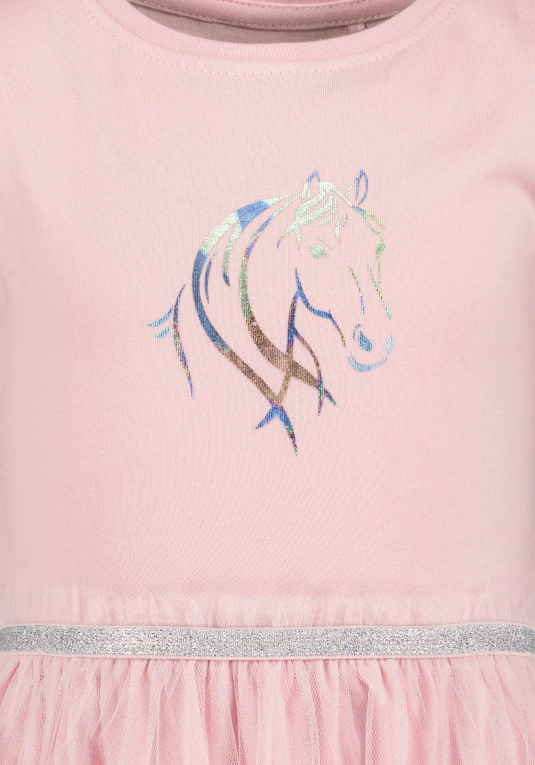 Blue Seven Shirtkleid 1 tlg. tlg. mit tollem Pferde-Folienprint und mit Tüllrock