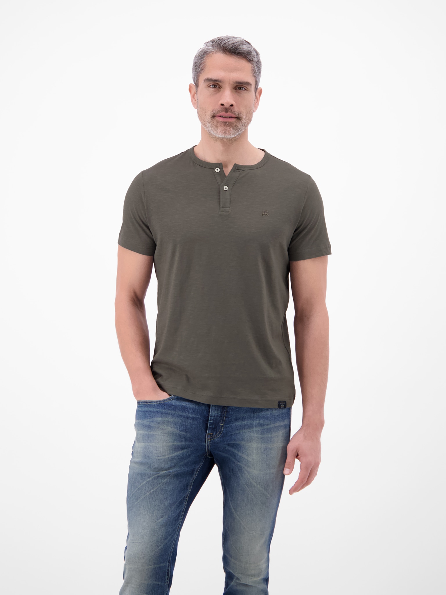 LERROS Kurzarmshirt mit Serafino-Kragen