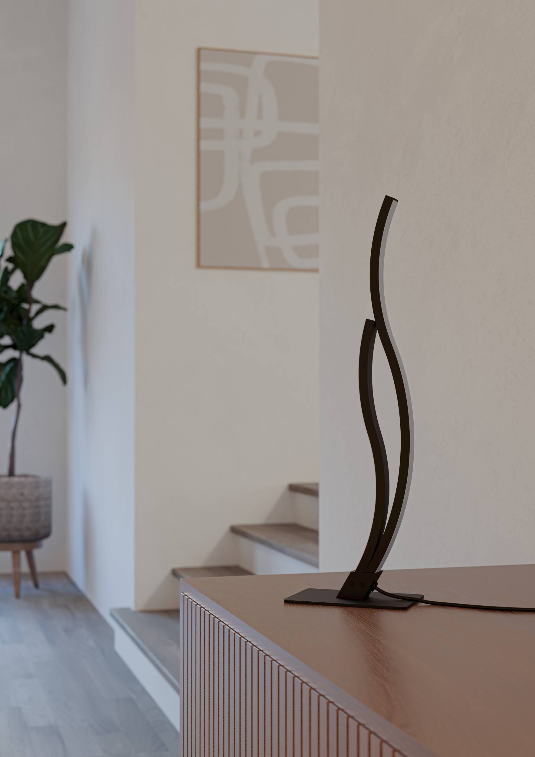 EGLO Tischleuchte »Grisolia Nachttischlampe, Tischlampe, Metall und Kunststoff, Lampe« LED-Modul 1 Stk. Neutralweiß Tischleuchte - H45,5 cm - schwarz - 12W inkl.