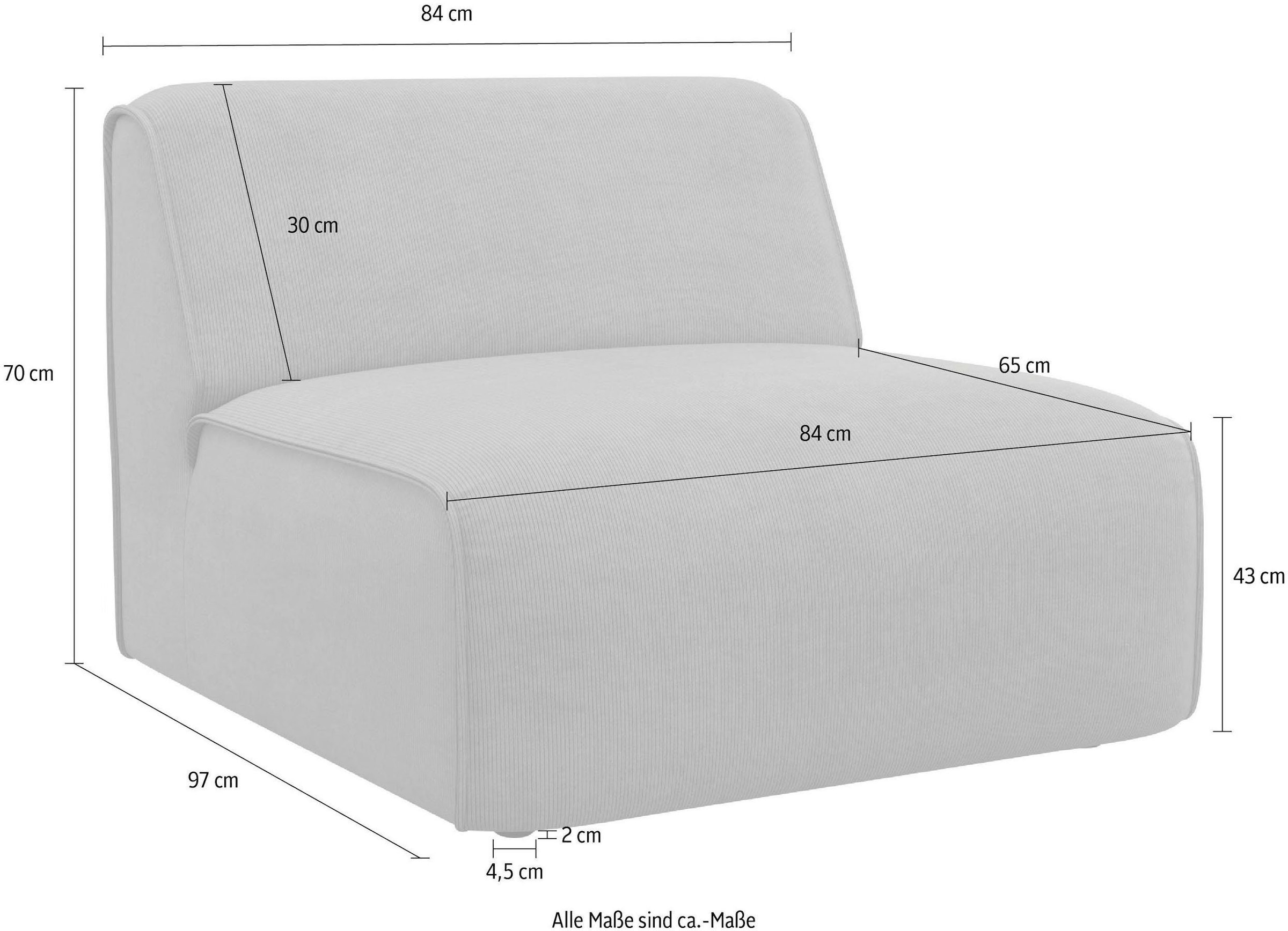 RAUM.ID Sessel »Merid Sofa-Mittelelement, Maße B/T/H: 84/97/46 cm« als Modul oder separat verwendbar, für individuelle Zusammenstellung