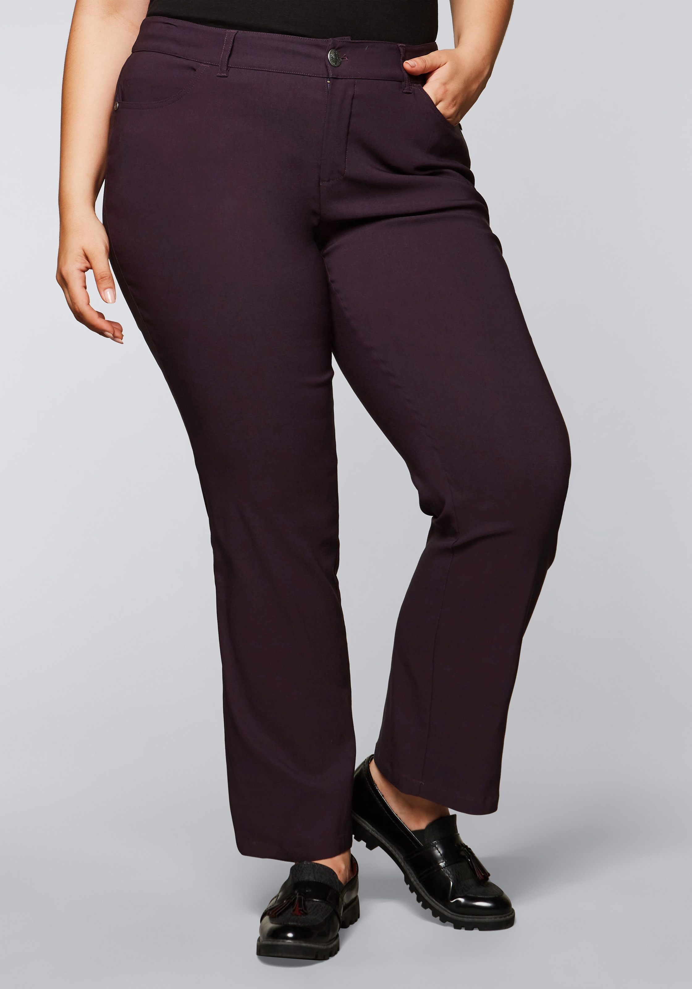 Sheego Stretch-Hose, mit gerader Beinform, innen leicht angeraut