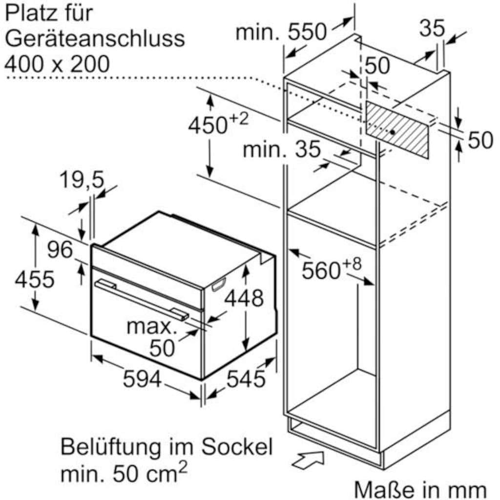 SIEMENS Einbau-Mikrowelle »CO565AGS0«, Dampfgarfunktion-Mikrowelle-Grill, 3000 W