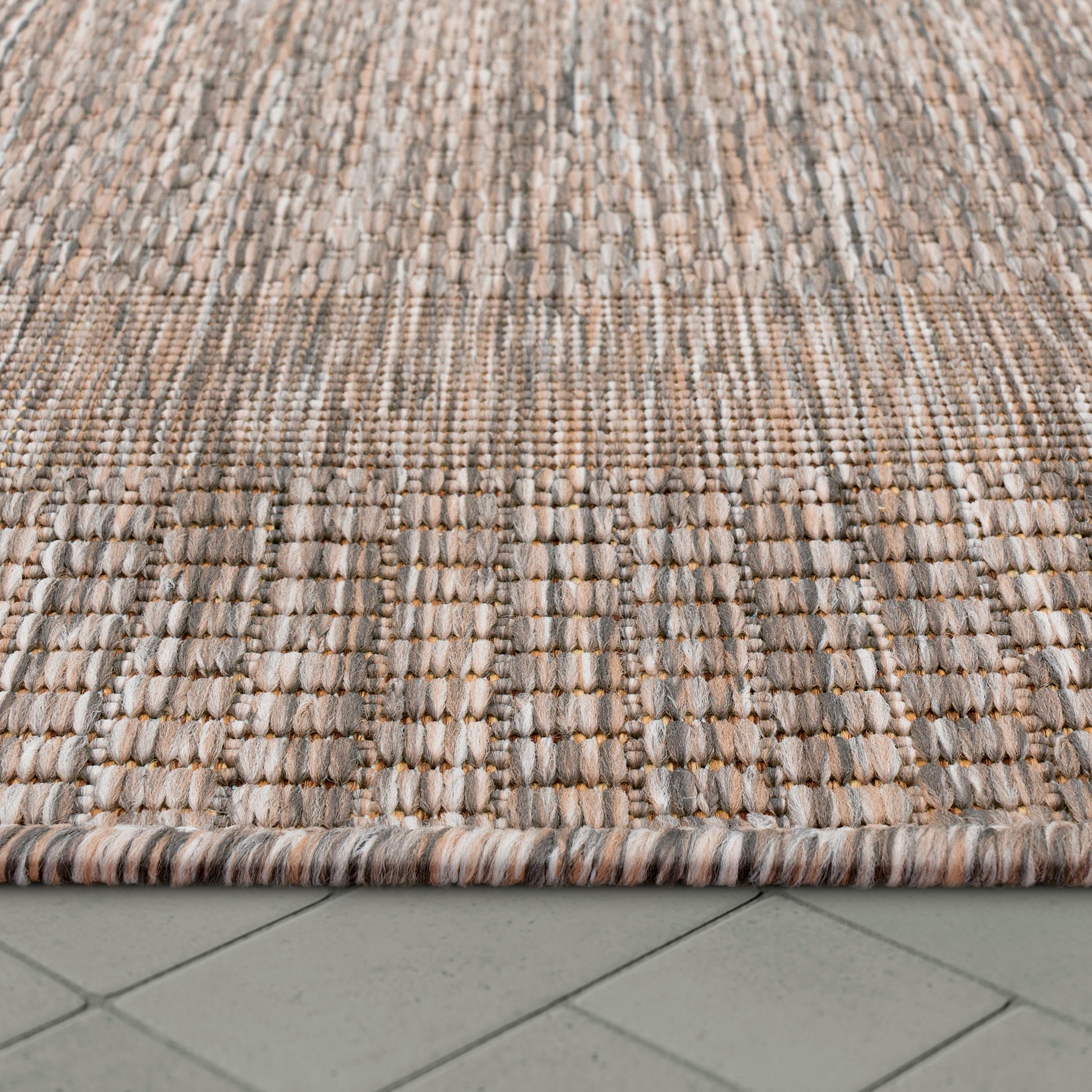 Paco Home Teppich »Roma 272«, rechteckig, 4 mm Höhe, Flachgewebe, meliert, mit dezenter Bordüre, In- und Outdoor geeignet