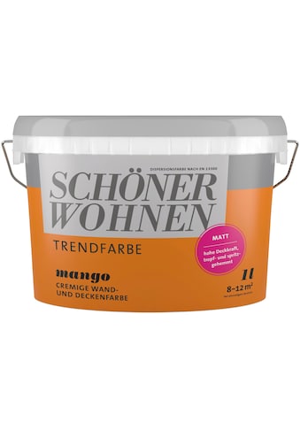 SCHÖNER WOHNEN FARBE Wand- und Deckenfarbe »TRENDFARBE«, 1 Liter, Mango, hochdeckende...