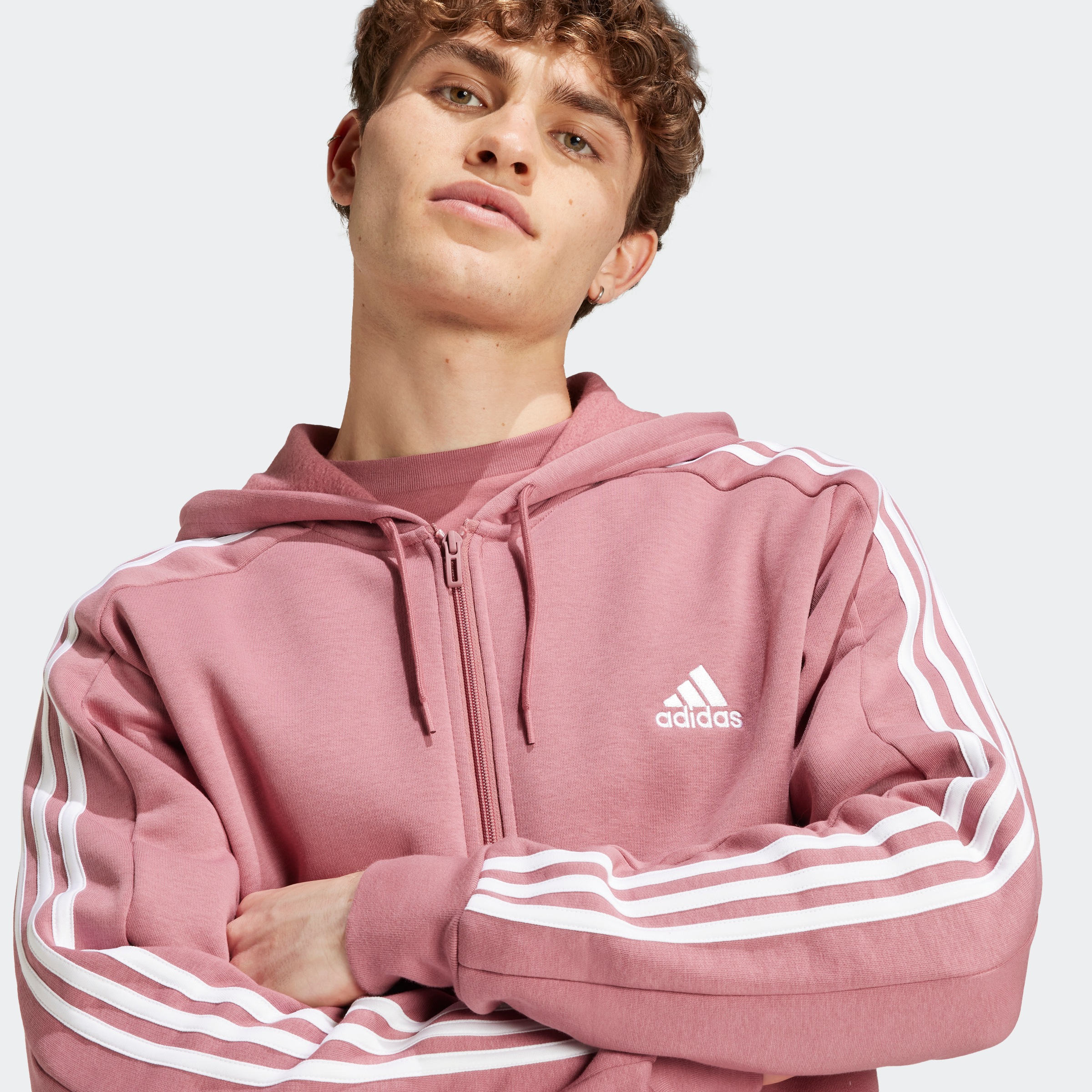 adidas Sportswear Kapuzensweatjacke »M 3S FL FZ HD«, angenehmes Material aus Baumwollmix