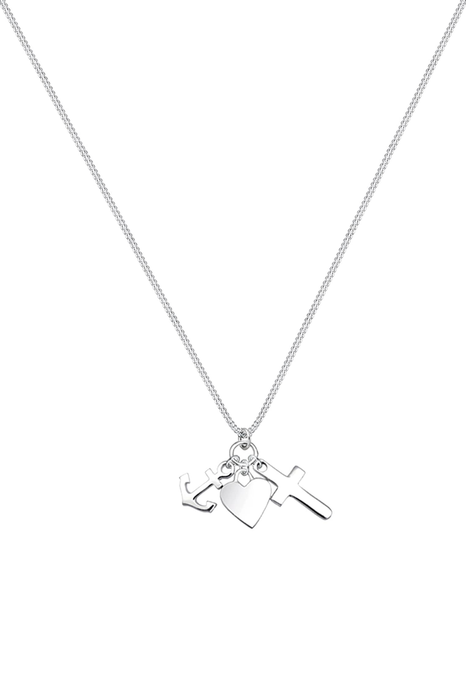 Elli Kette mit Anhänger »Halskette Herz Anker Kreuz Glaube Liebe Hoffnung 925 Sterling Silber«