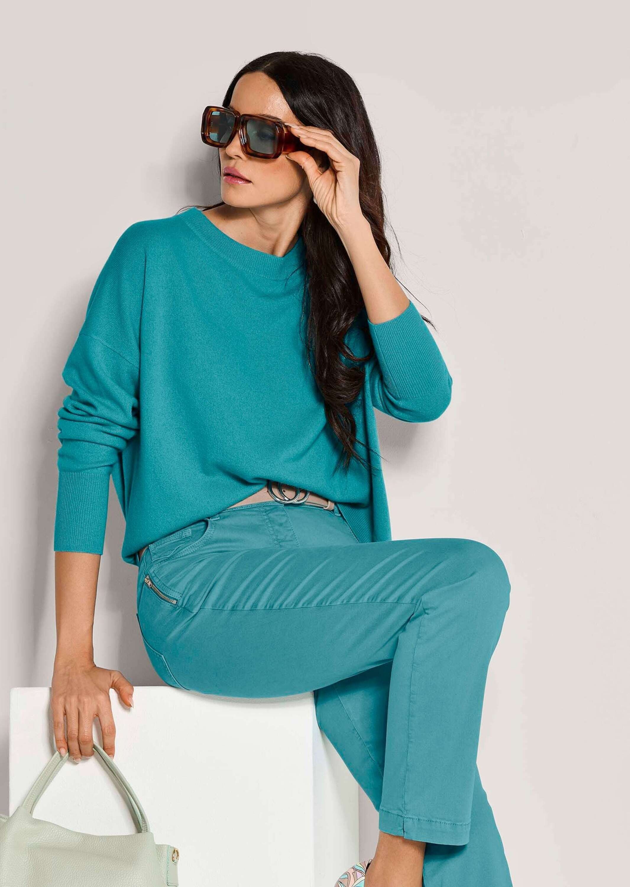 MADELEINE Longpullover »Strickpullover Kaschmir Pullover mit Rundhalsausschnitt« Oversized Look