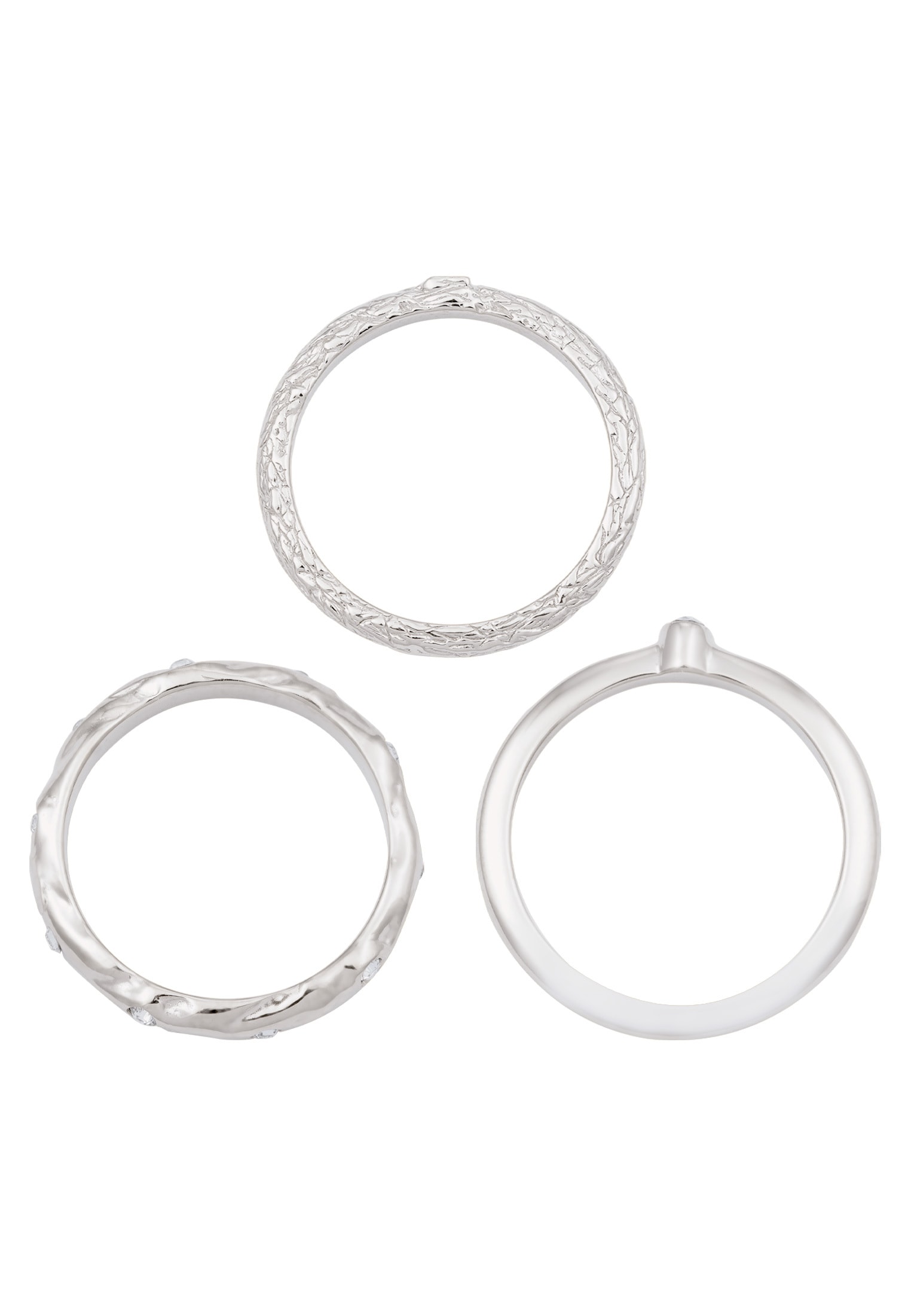 Elli Ring-Set »Ring Ringset Glas Kristalle Weiß (3 tlg.) 925 Sterling Silber«