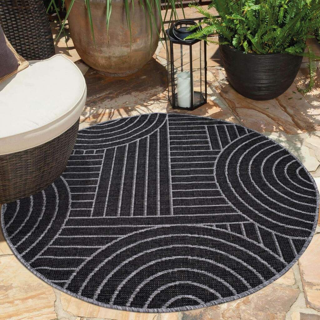 Carpet City Outdoorteppich »DUO RUG 5842«, rund, Wendeteppich Wetterfest In- & Outdoor, Balkon, Terrasse, Wohnzimmer