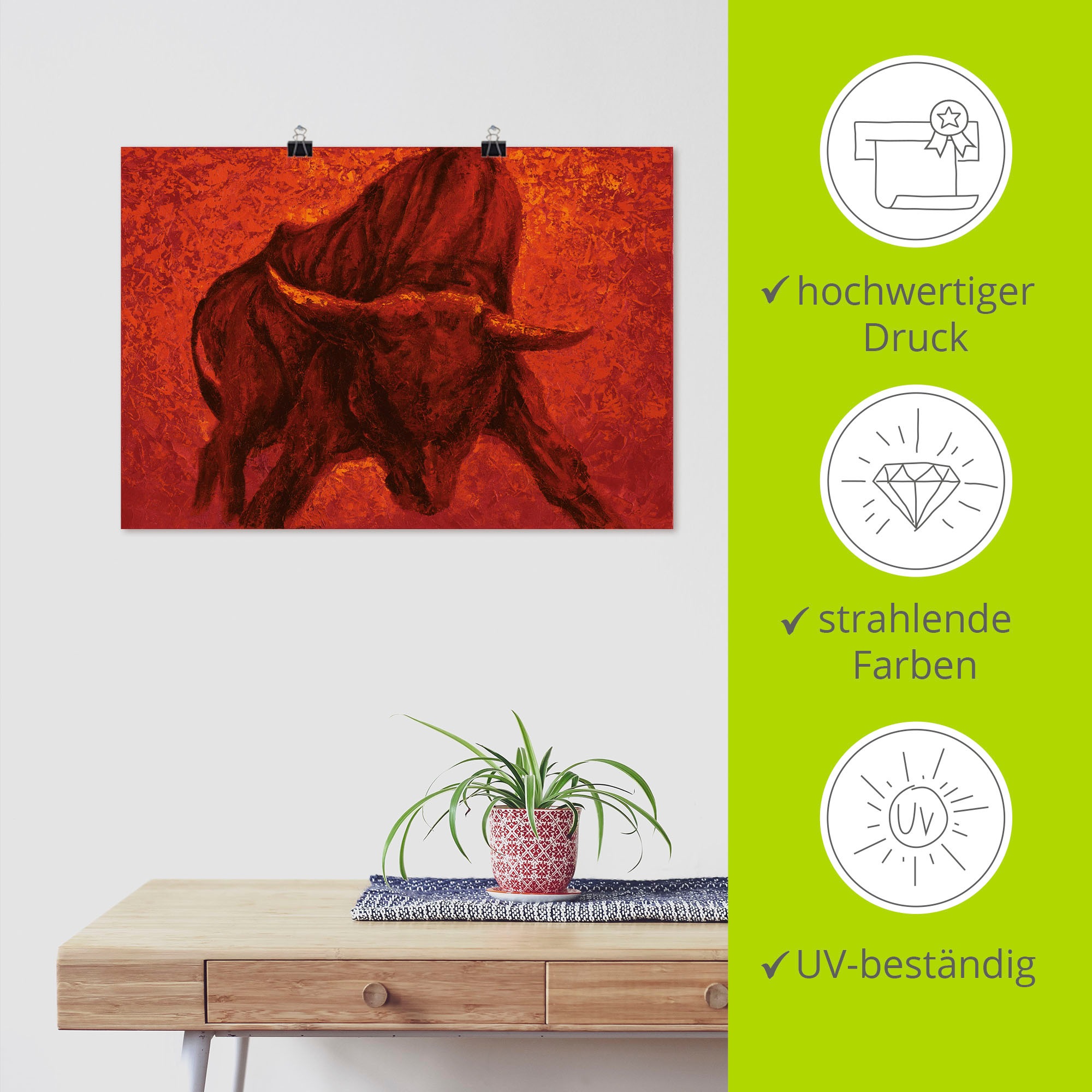 Artland Wandbild »Katalanischer Stier«, Wildtiere, (1 St.), als Alubild, Outdoorbild, Leinwandbild, Poster, Wandaufkleber