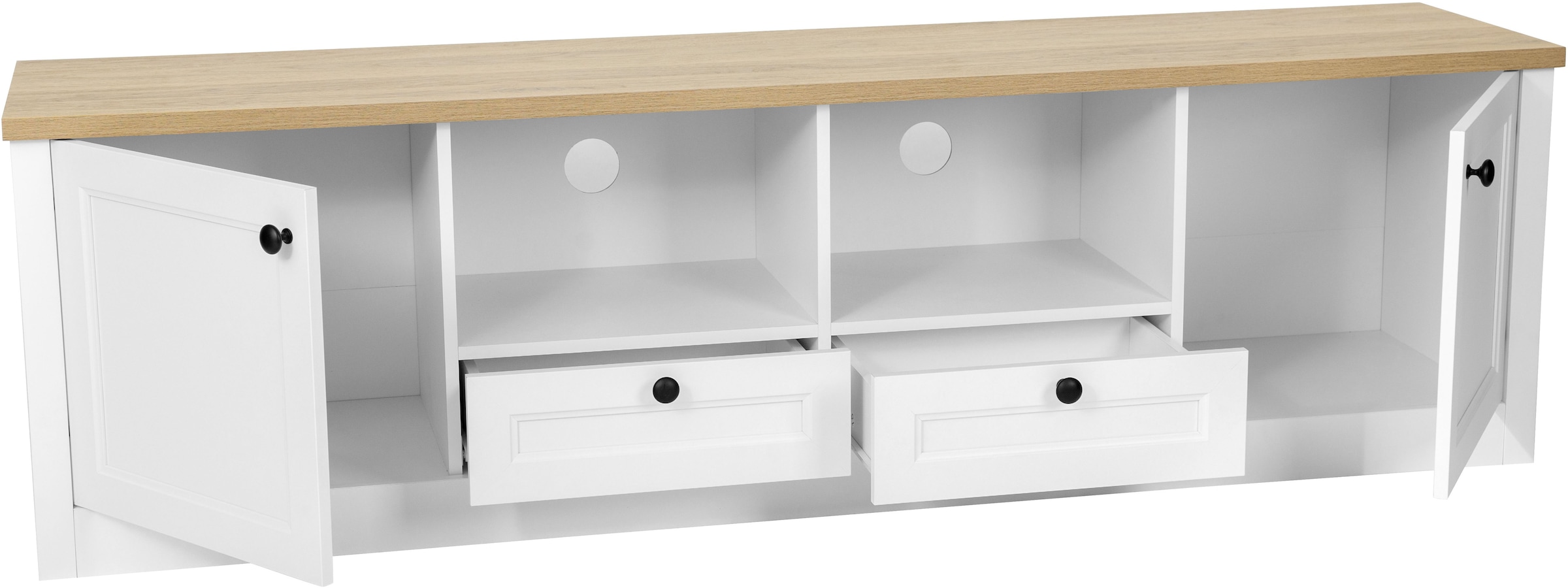 OTTO home TV-Board »Ismund« aus MDF, mit Holz-Zierleiste, schwarzem Metallgriff, Breite 180 cm