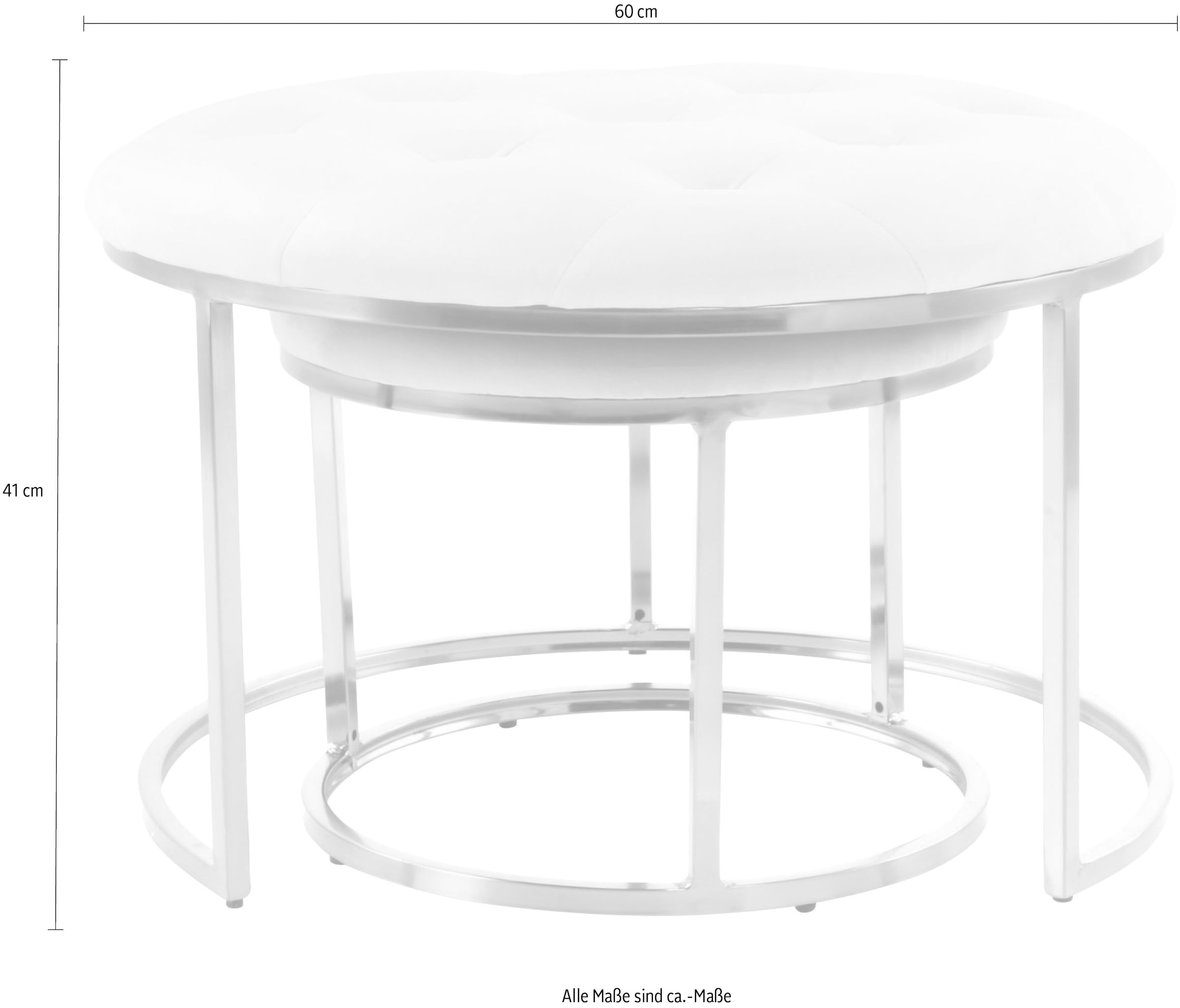 Kayoom Sitzhocker »Hocker Myla 2er-Set, praktisch ineinander schiebbar«, (Set, 2 St.), ineinander schiebbar, rund, gesteppt, mit Zierknöpfen