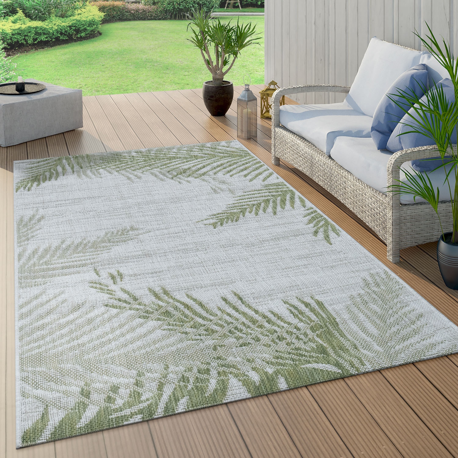 Paco Home Teppich »Kuba 126«, rechteckig, Flachgewebe, Motiv Blätter, In-  und Outdoor geeignet, Wohnzimmer bestellen bei OTTO