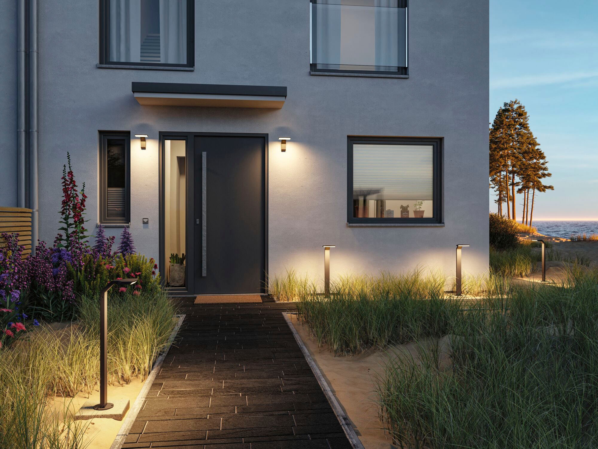 Paulmann LED Außen-Wandleuchte »Zenera 230V 3000K anthrazit«, 1 flammig, seewasserresistent
