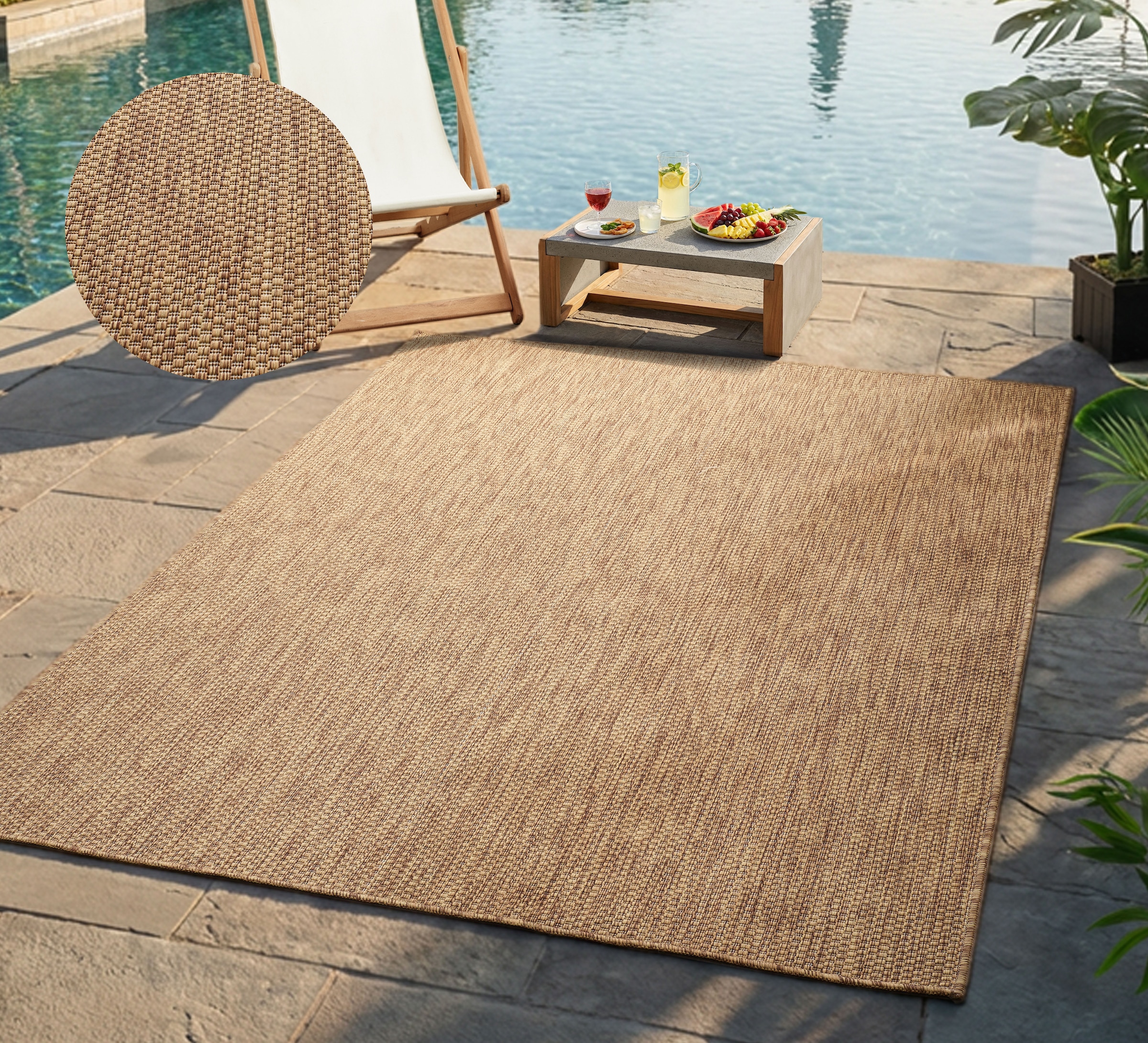 Bruno Banani Teppich »Venezia, auch als Läufer« rechteckig 4 mm Höhe In- und Outdoor geeignet, Sisal-Optik, Wetterfest & UV-beständig