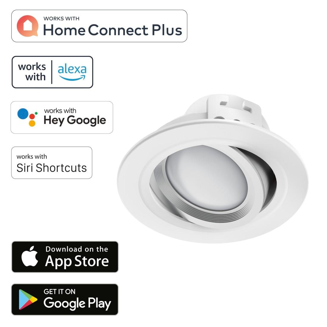 Hama Smarte LED-Leuchte »WLAN LED Einbauspot, 5W, Sprachsteuerung, Appsteuerung, verstellbar« Tageslichtweiß | Warmweiß