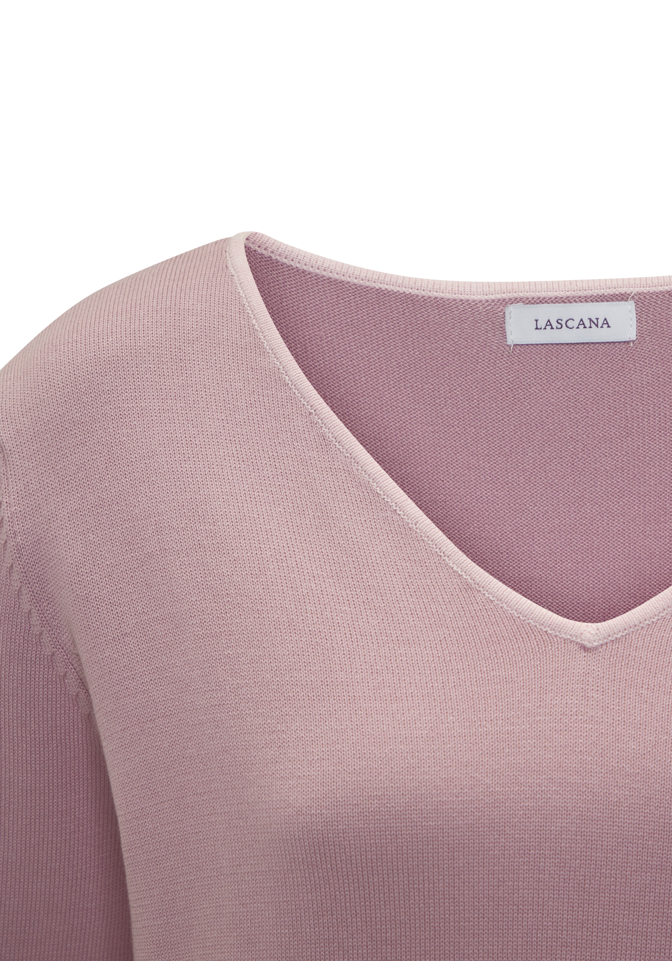 Vivance V-Ausschnitt-Pullover mit Kontrastkanten, Basic-Pullover aus weichem Feinstrick, casual