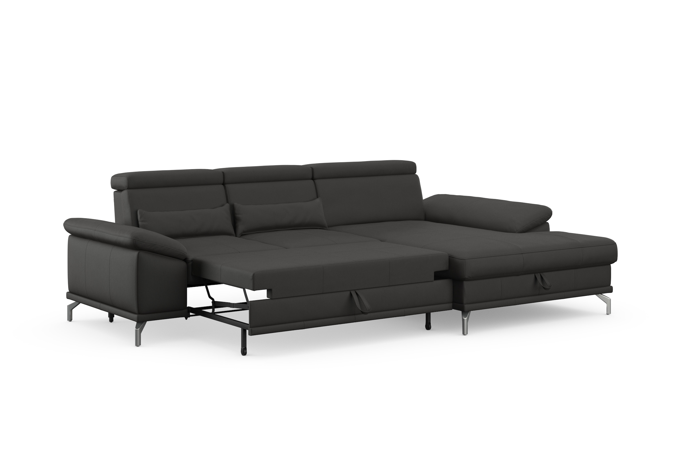 sit&more Ecksofa »Cabrio L-Form, mit Sitztiefenverstellung, Arm- und Kopfteilverstellung«, 2 Nierenkissen, Federkern, optional Bettfunktion und Stauraum