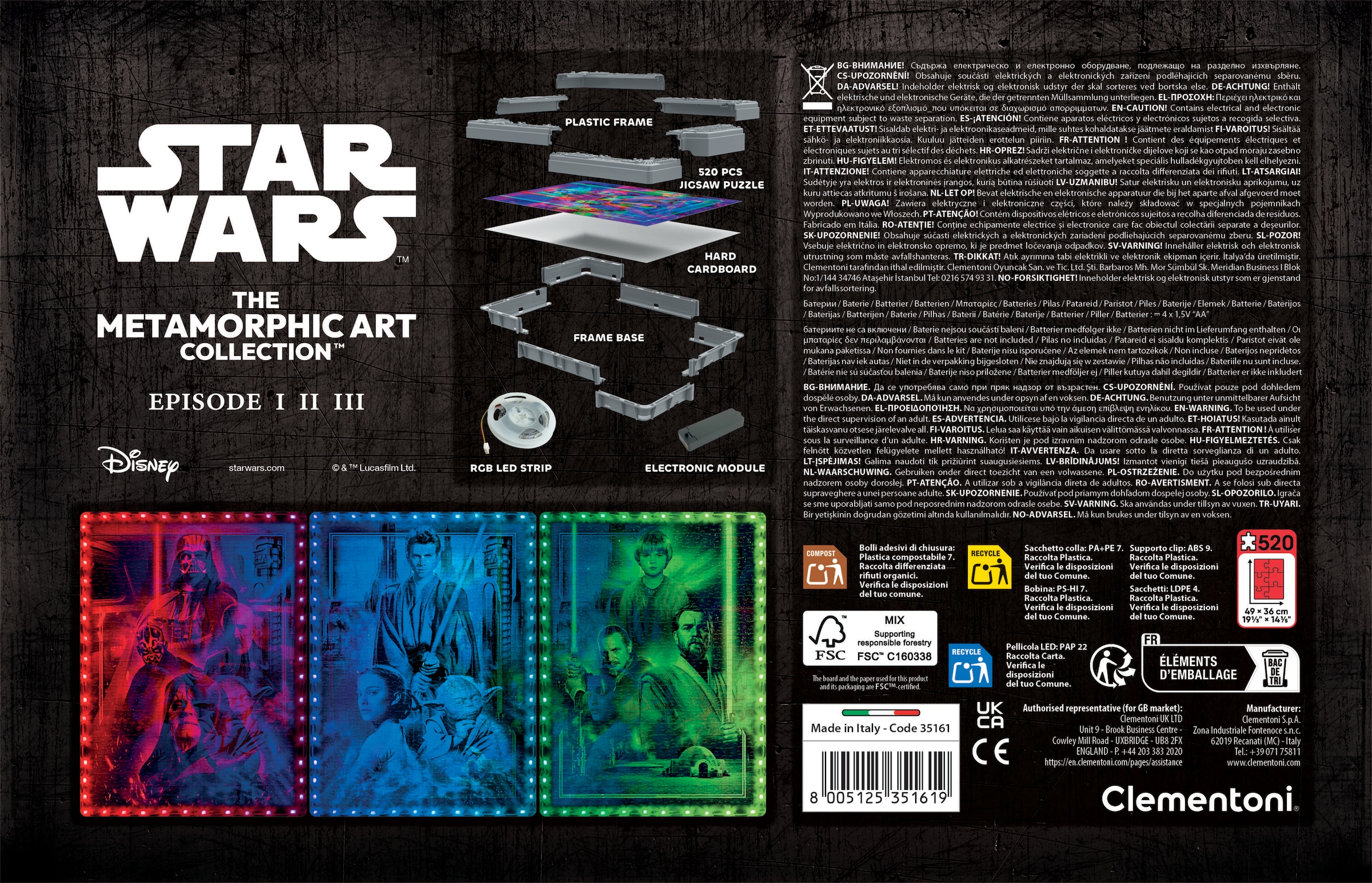 Clementoni® Puzzle »Star Wars - The Metamorphic Art Collection Episode 1-2-3« Mit Licht; Made in Europe