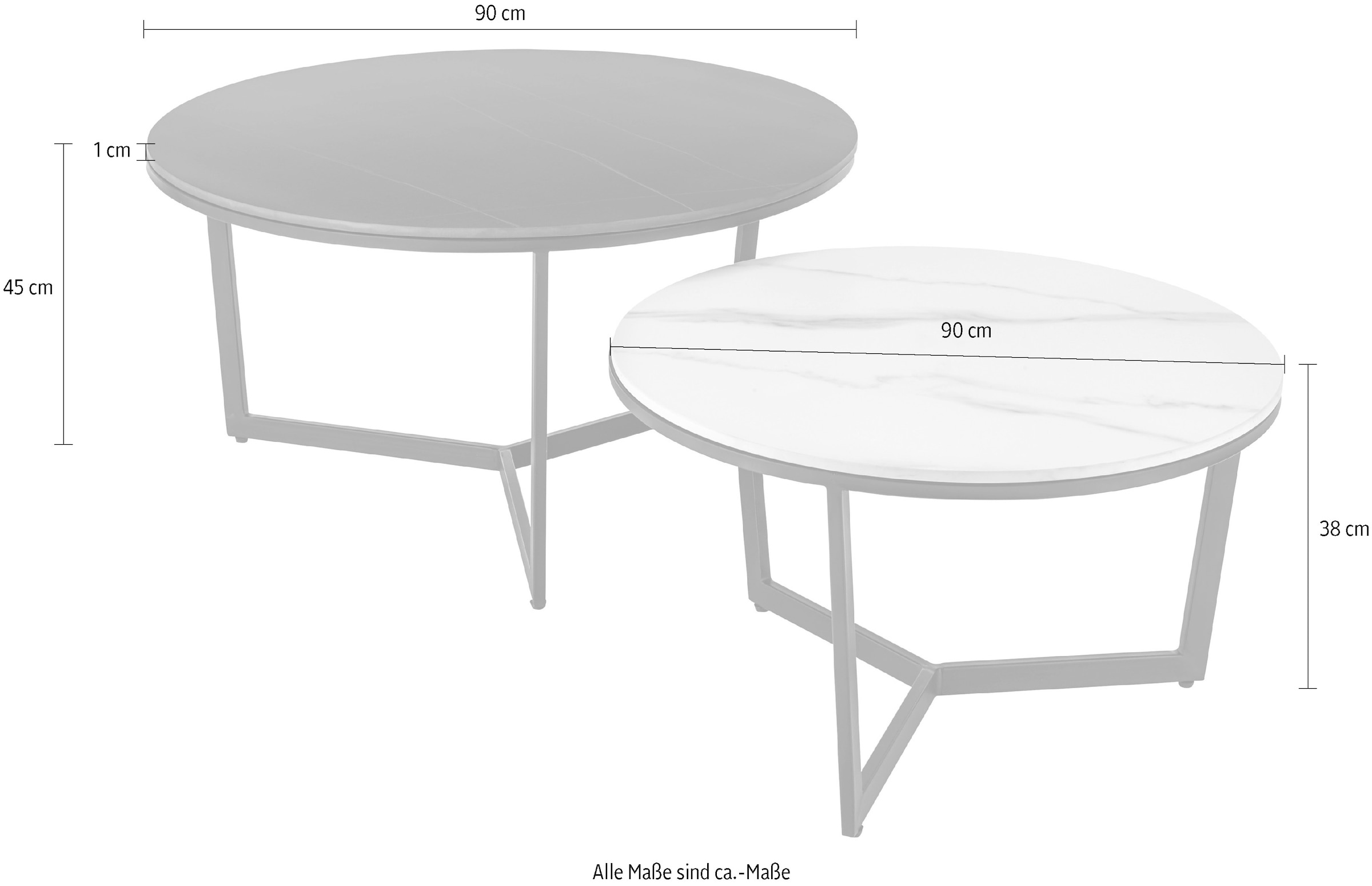 Stolkom Couchtisch »Harper« 2-er Set Keramik, Tisch marmorisiert