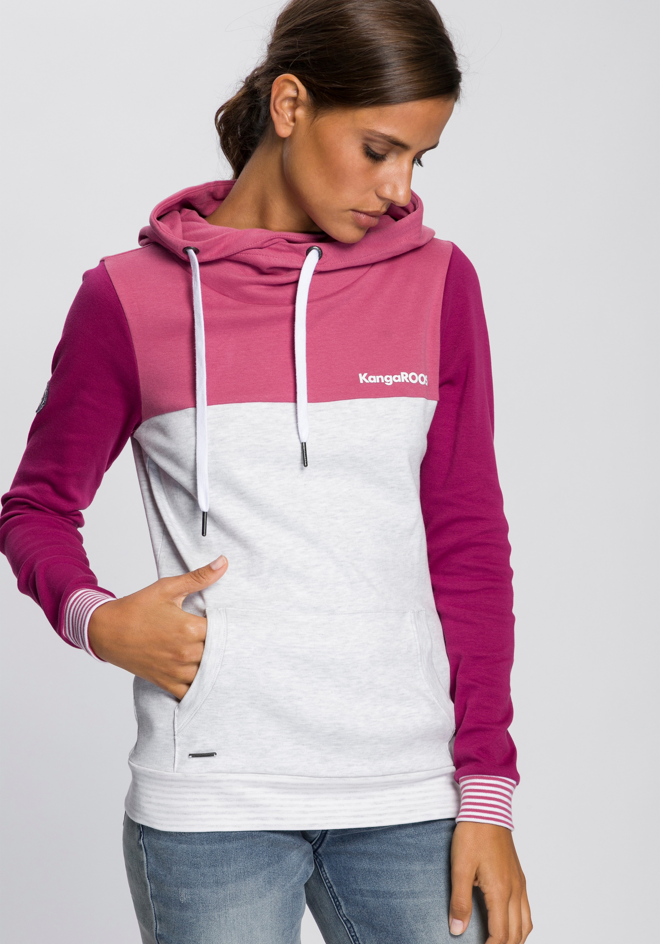 KangaROOS Kapuzensweatshirt, mit modischer Kombination aus Color-Blocking und Streifen kaufen
