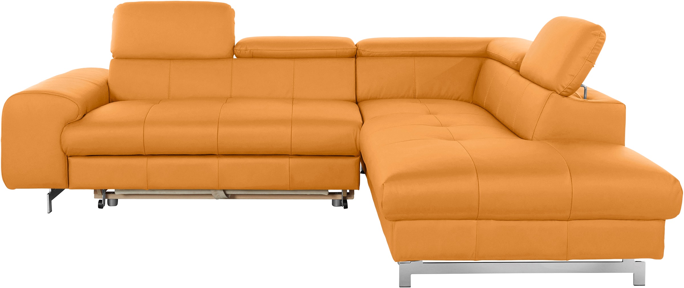 COTTA Ecksofa »Chef L-Form«, mit Kopfteilverstellung, edle Metallkufen, wahlweise mit Bettfunktion