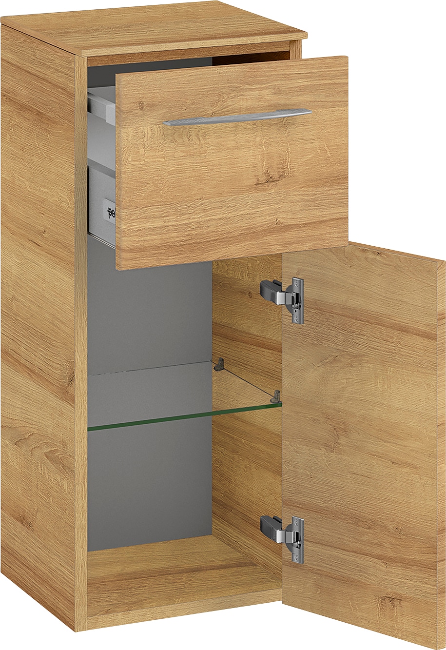 Saphir Badmöbel-Set »Cassca Sprint 4-teilig Mineralmarmor-Waschtisch mit LED-Spiegelschrank« 5 Stk. tlg.
